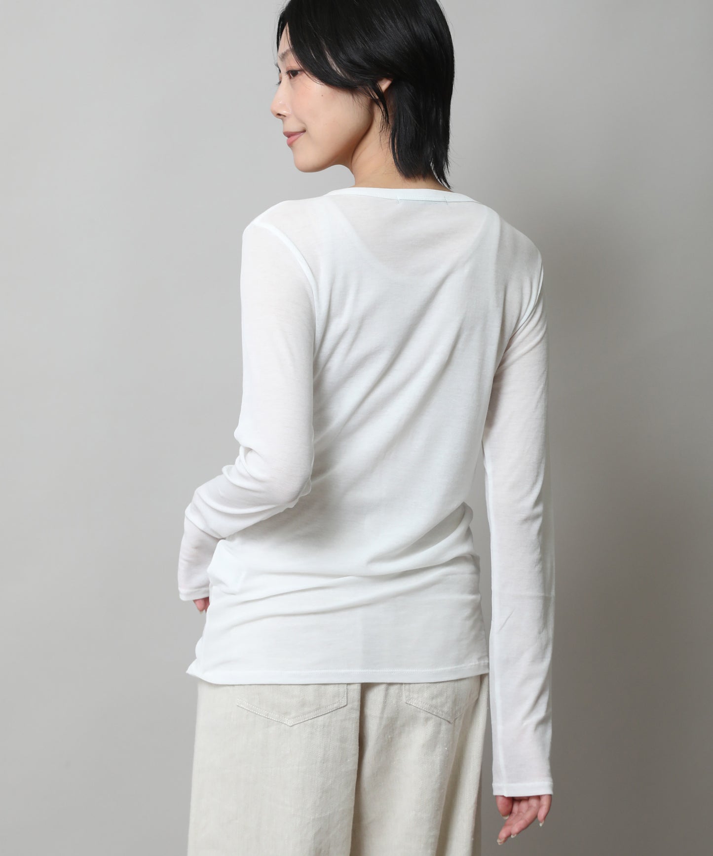 【定番】シアーストレッチリブクルーネックプルオーバー