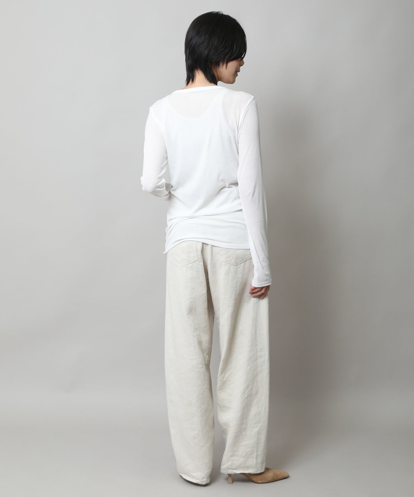 【定番】シアーストレッチリブクルーネックプルオーバー