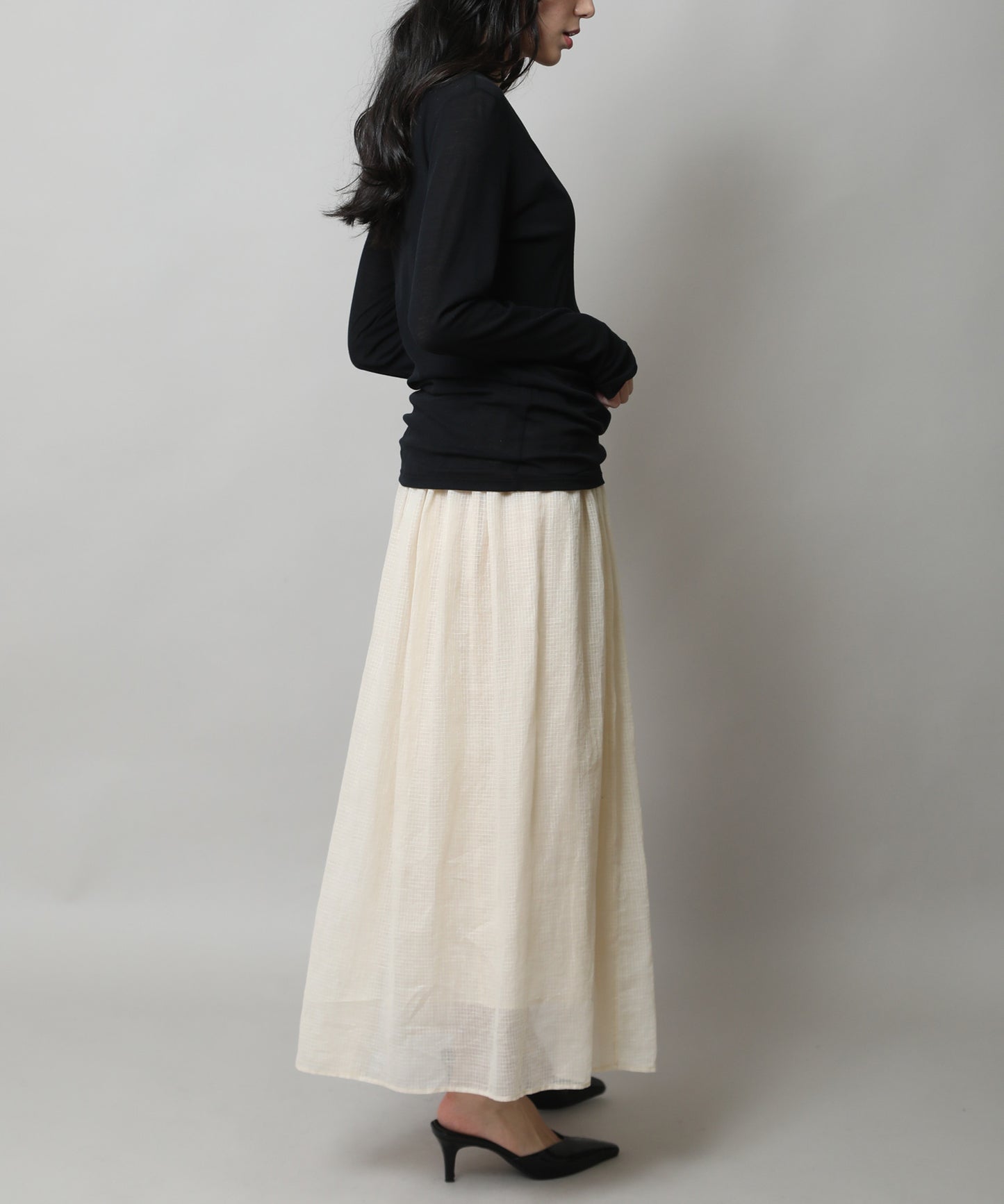 【定番】シアーストレッチリブクルーネックプルオーバー
