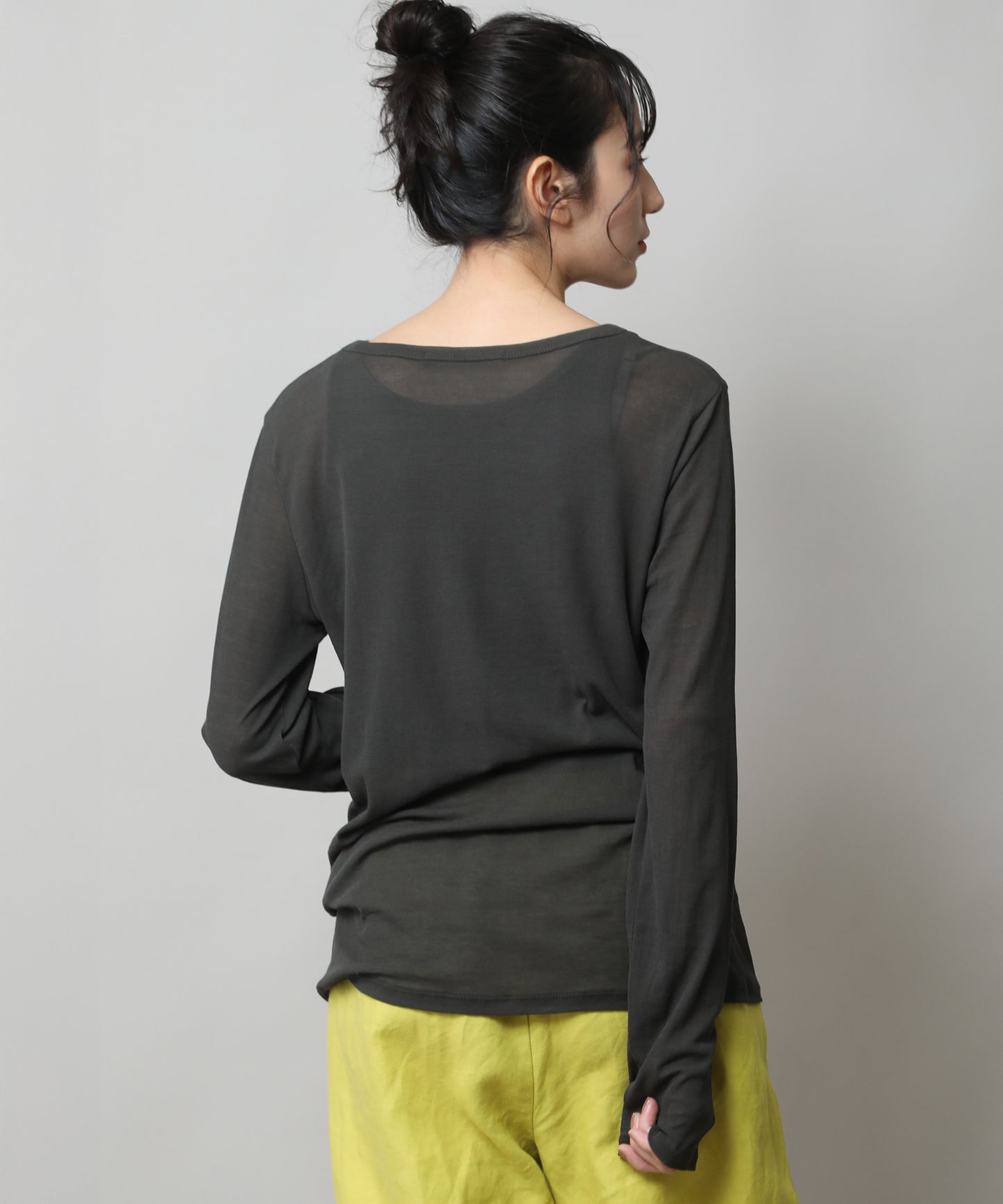【定番】シアーストレッチリブクルーネックプルオーバー