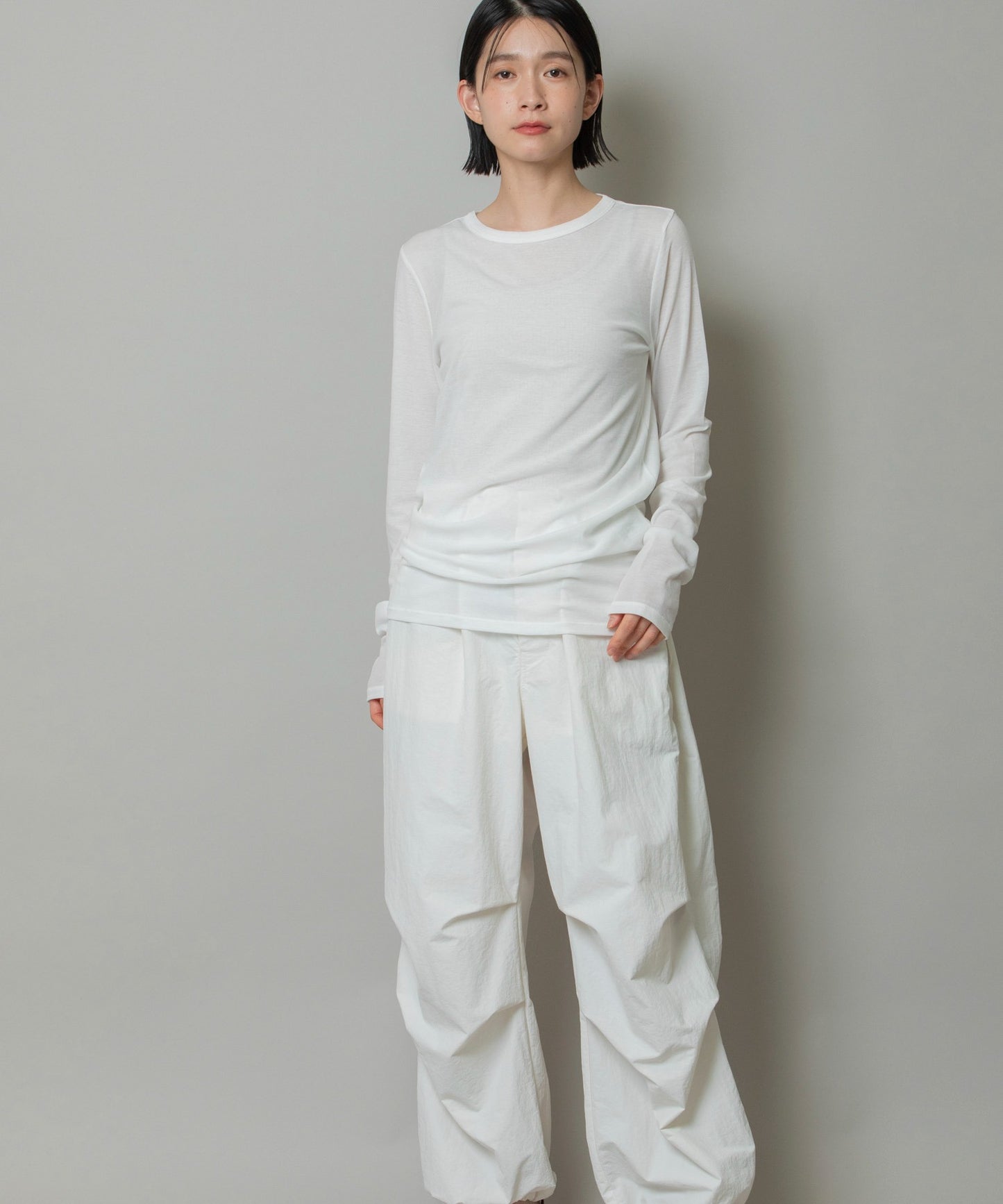 【定番】シアーストレッチリブクルーネックプルオーバー