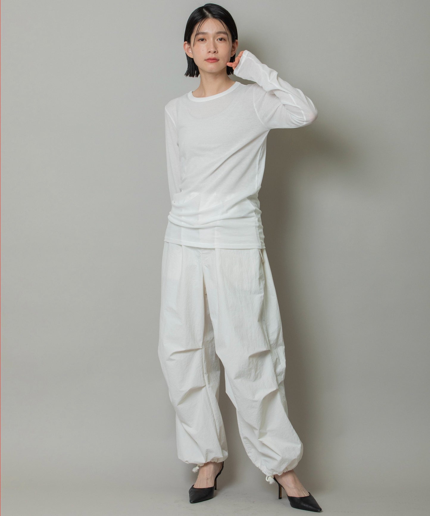 【定番】シアーストレッチリブクルーネックプルオーバー