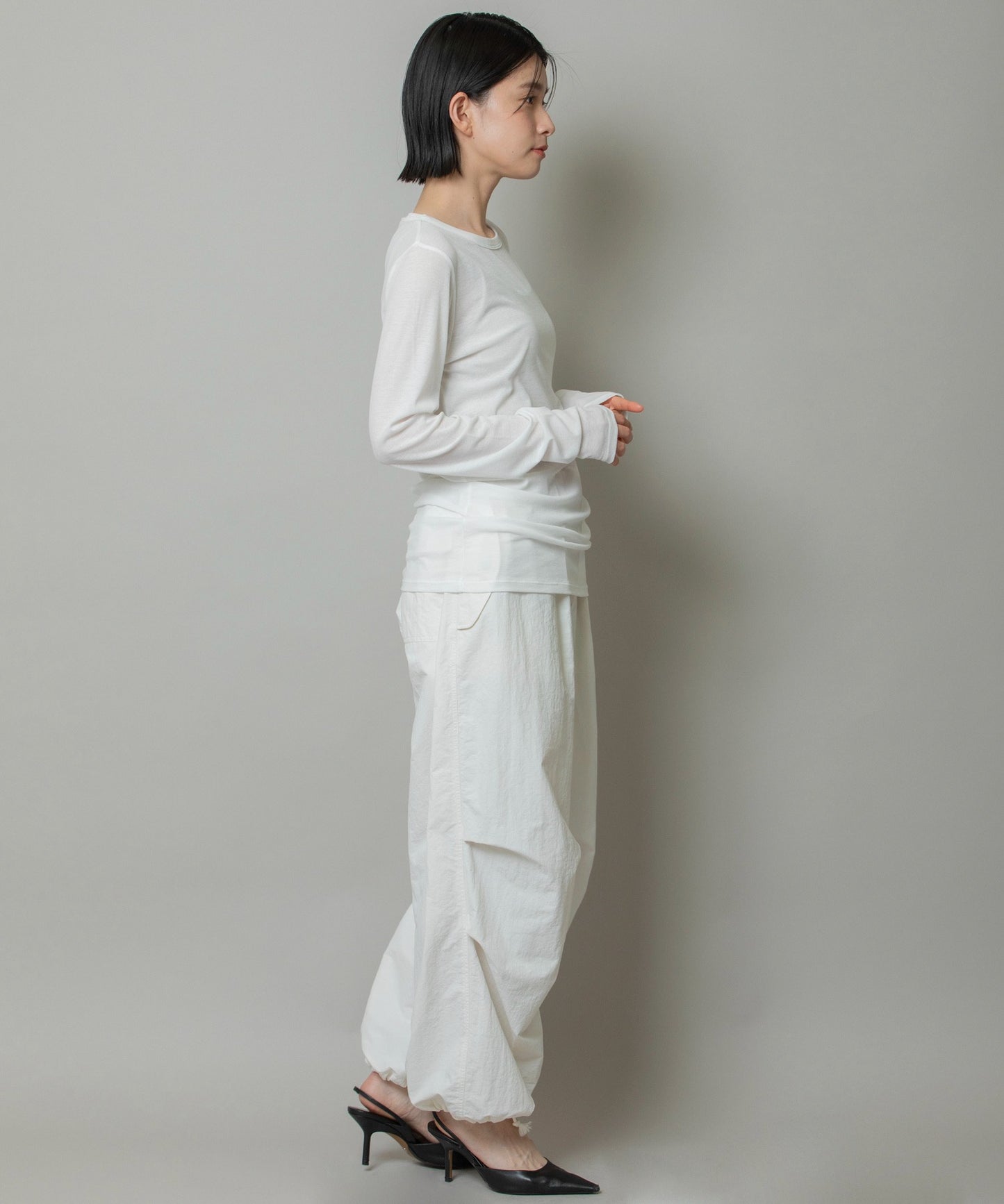 【定番】シアーストレッチリブクルーネックプルオーバー