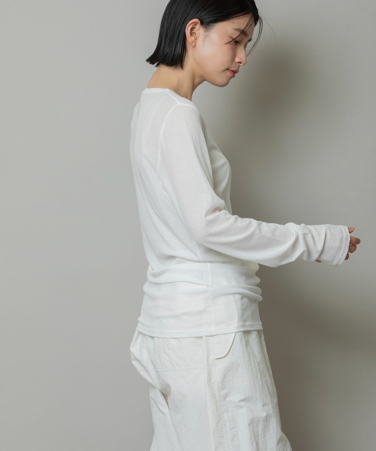 【定番】シアーストレッチリブクルーネックプルオーバー