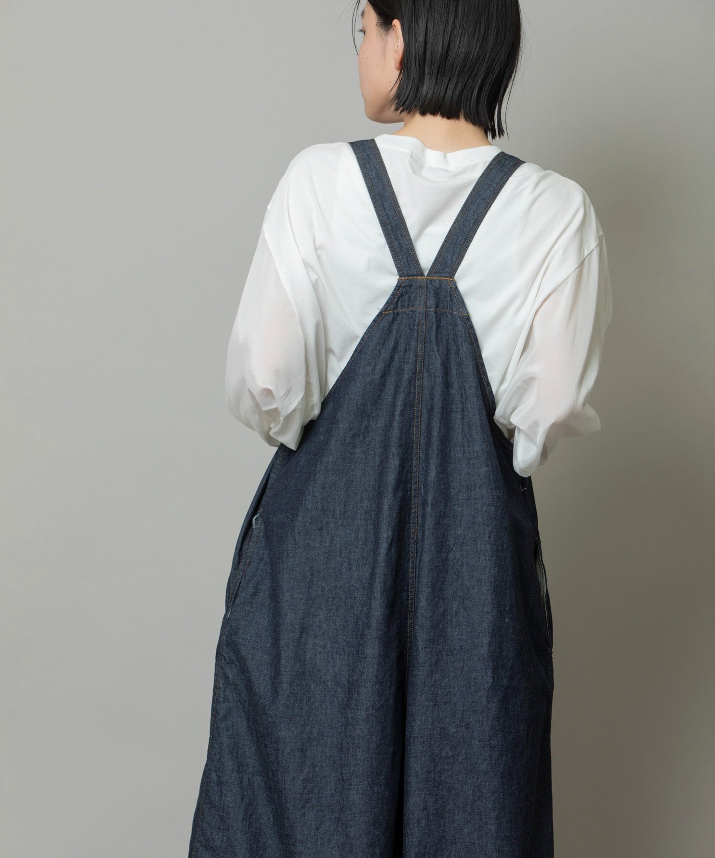 【定番】6.5ozスラブデニムフレアサロペット