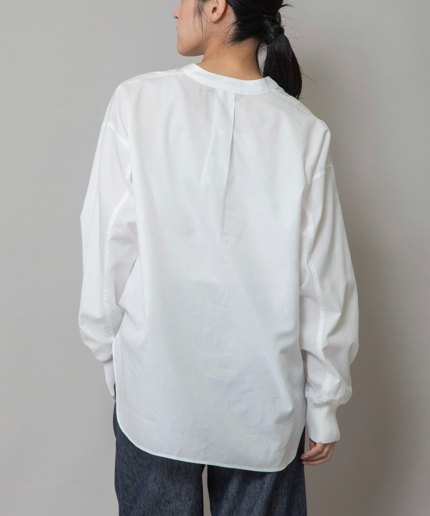 【定番】	コットンリヨセルオックスリブカフシャツ
