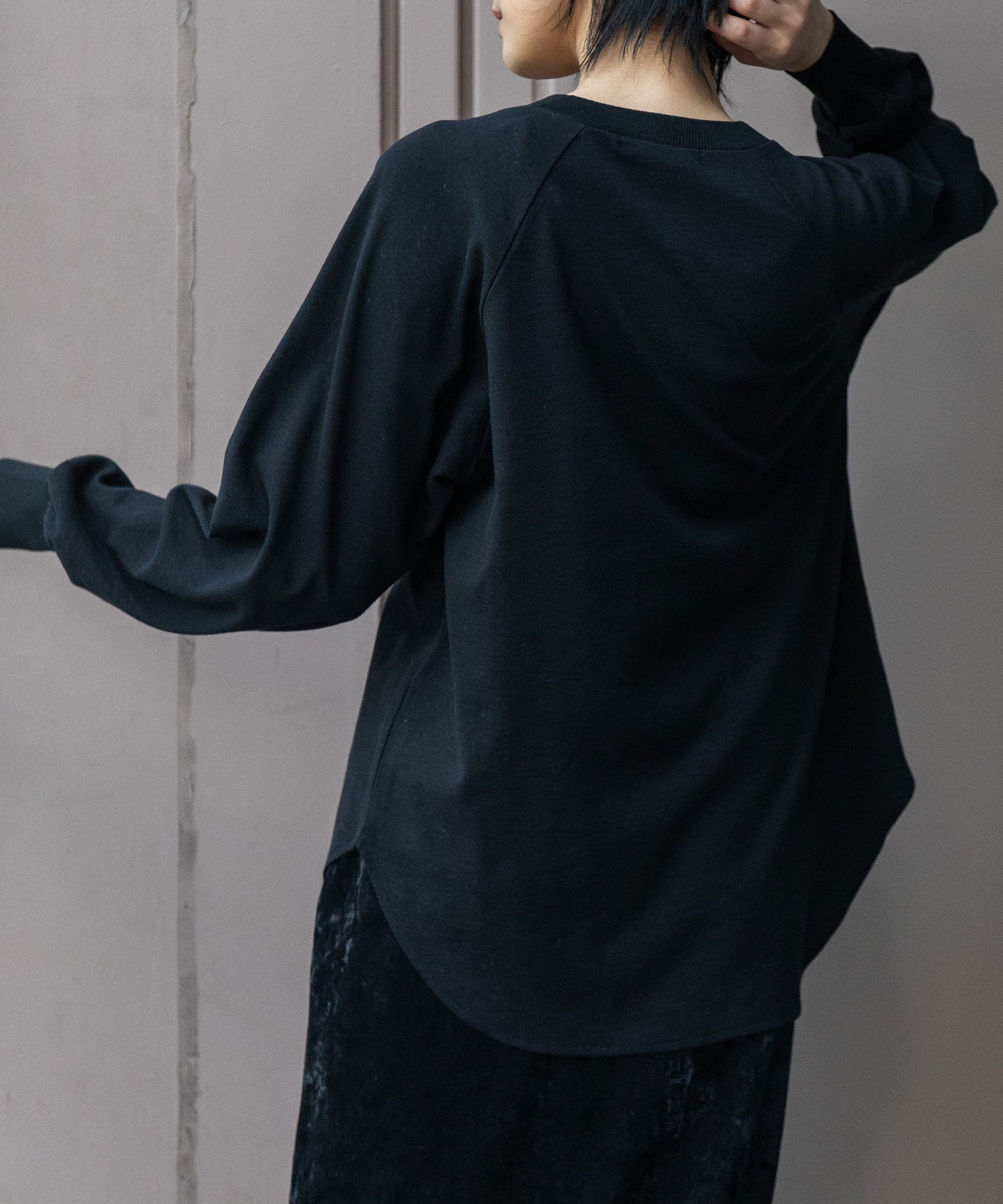 ウールミックスジャージ×メッシュベロアドッキングシャツ