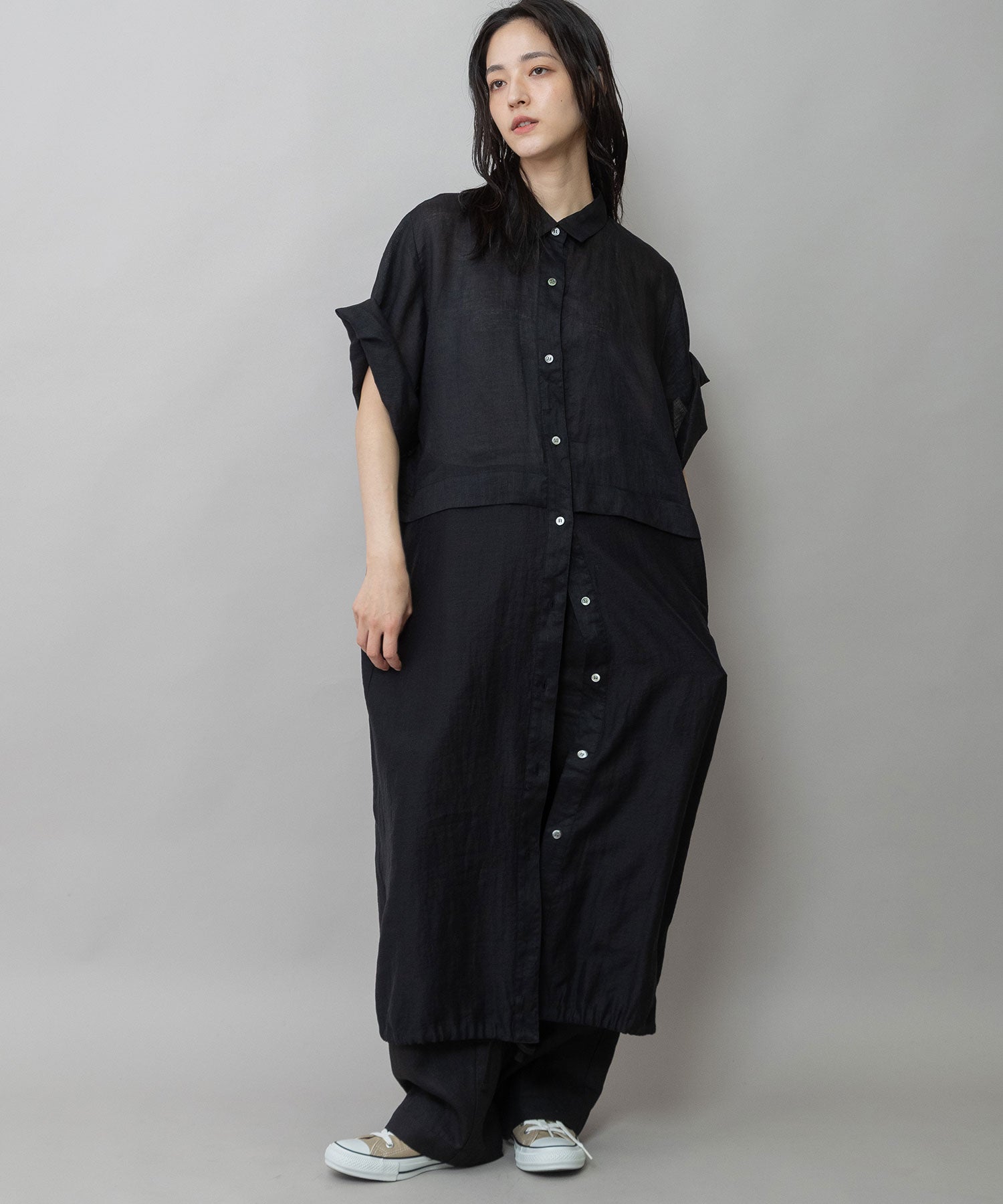 吸水性】【発散性】60sフレンチリネン×シアーローンドッキングシャツ