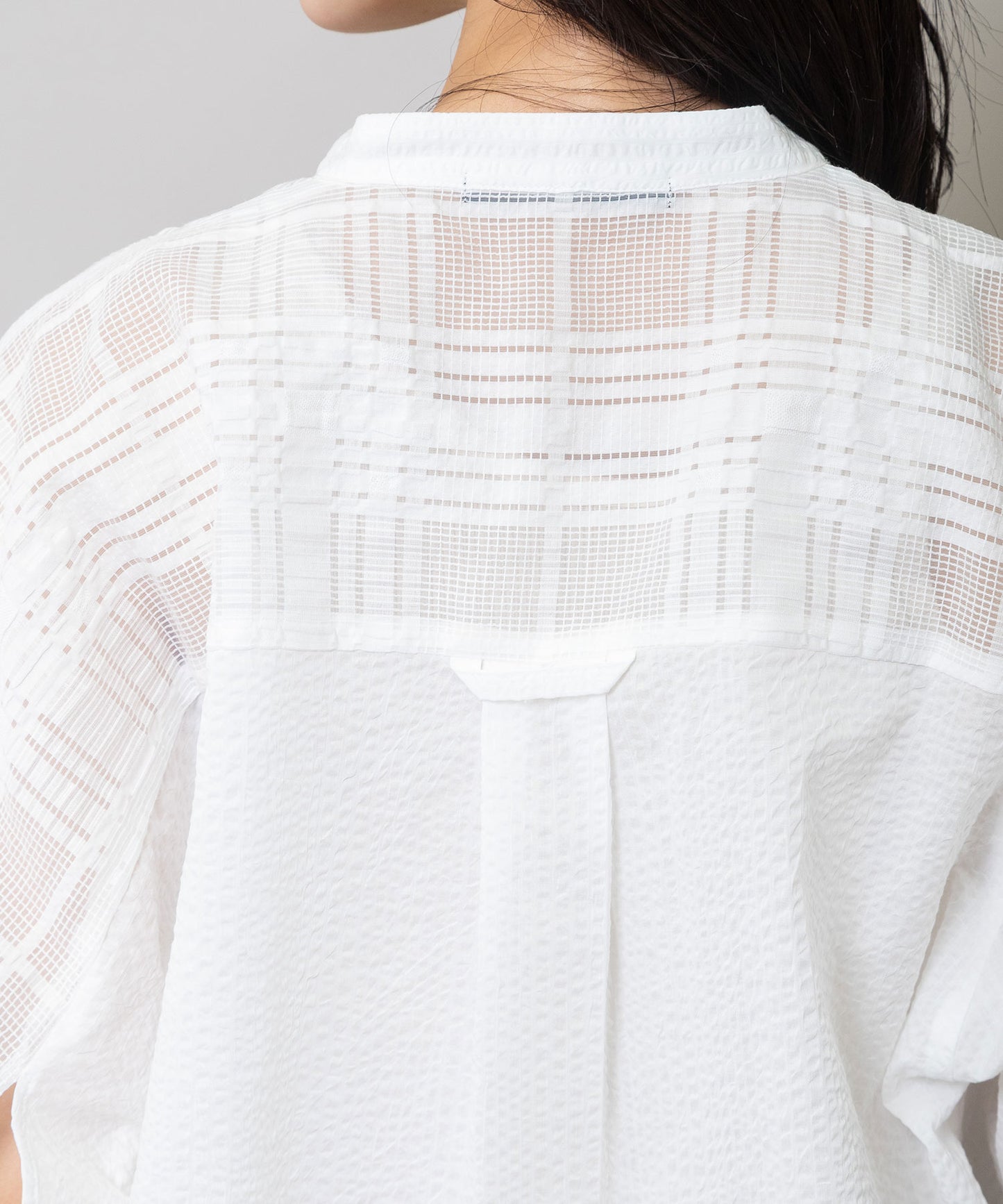 シアージャガードチェック×シワ加工ローンプルオーバーシャツ