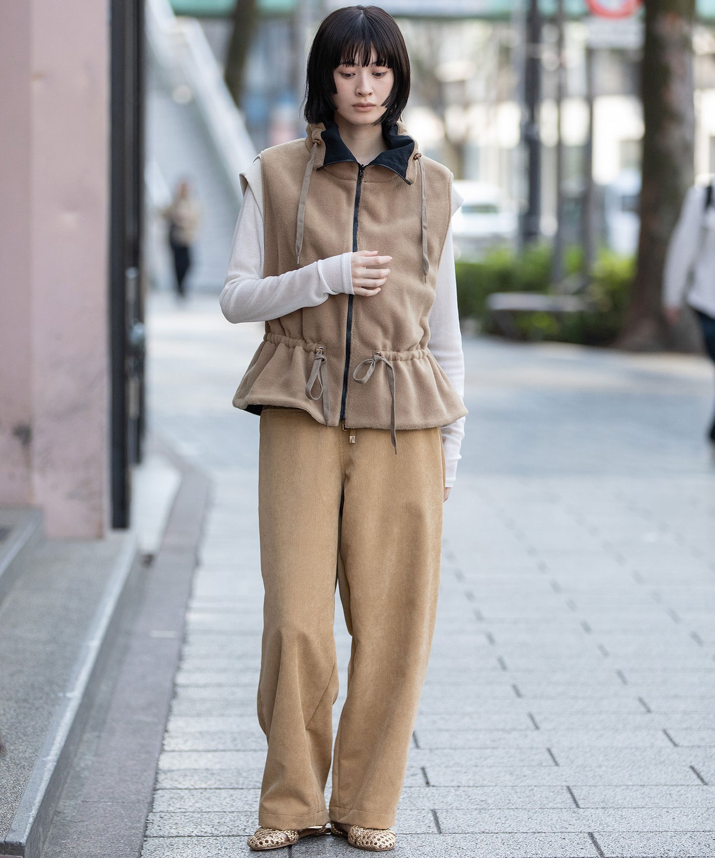 ナイロンタフタ×フリースリバーシブルジレ