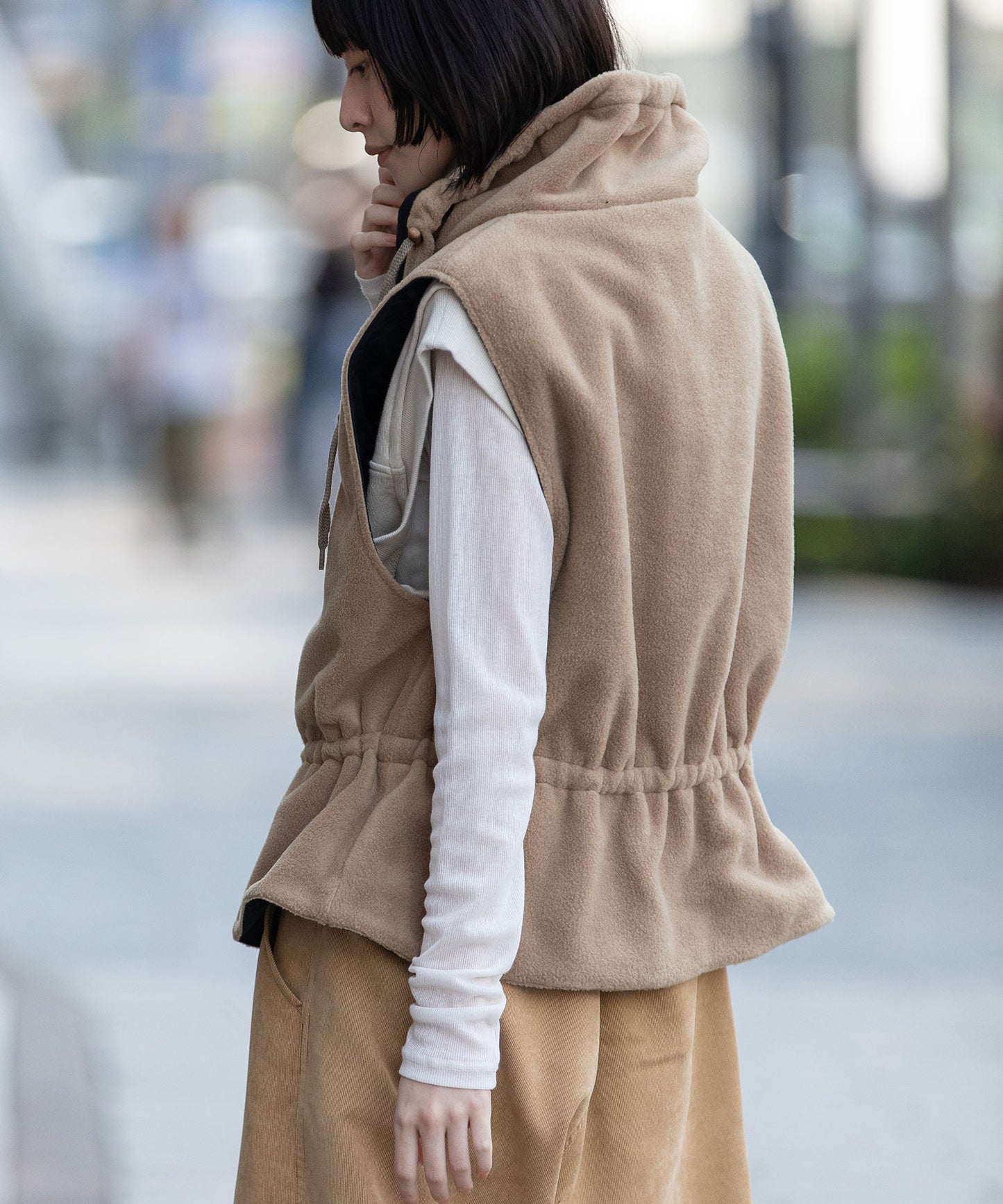 ナイロンタフタ×フリースリバーシブルジレ