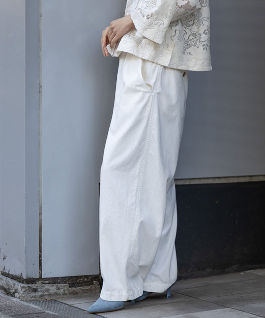 ホワイトデニム&ヒッコリー ワイドイージーパンツ