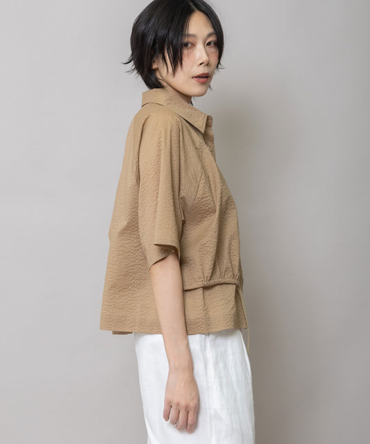 シワ加工コットンローンフラップシャツ