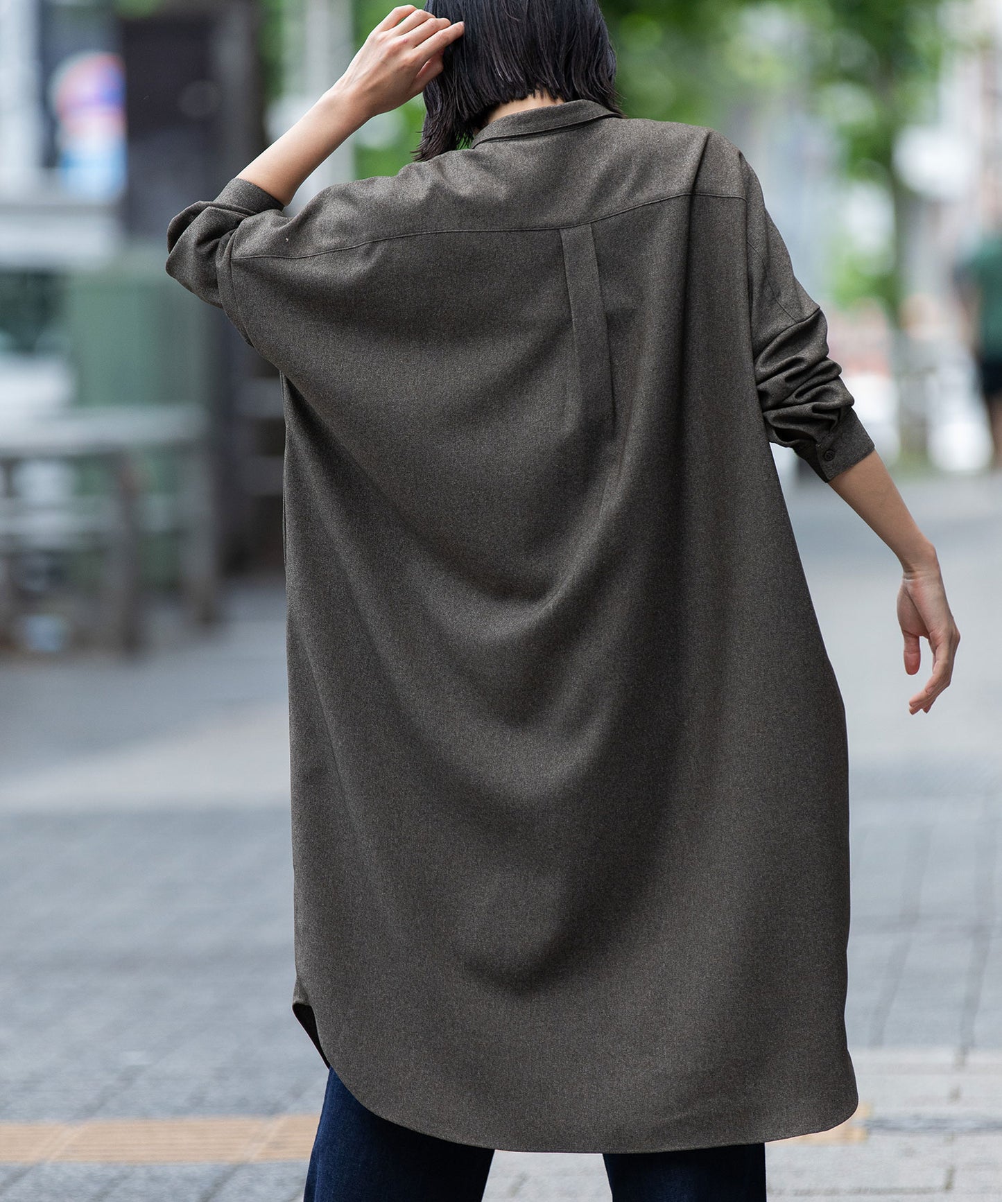 メランジツイルワイドシャツワンピース