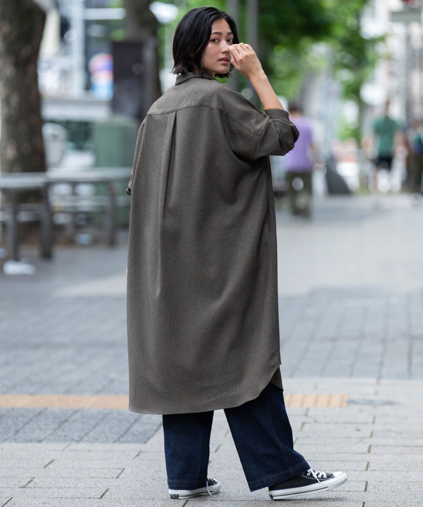 メランジツイルワイドシャツワンピース