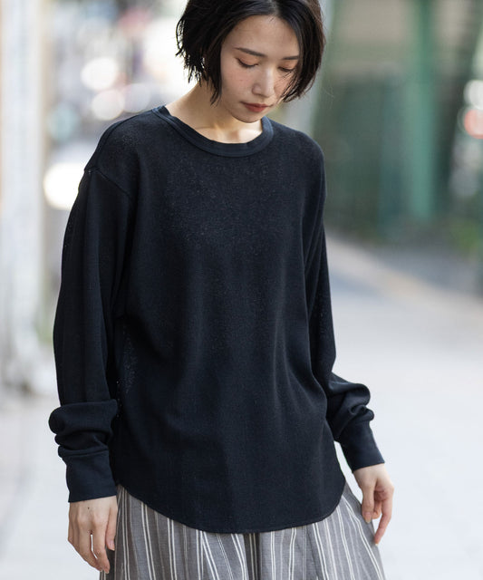 【速乾性】シアーワッフルバックヘンリーネックプルオーバー