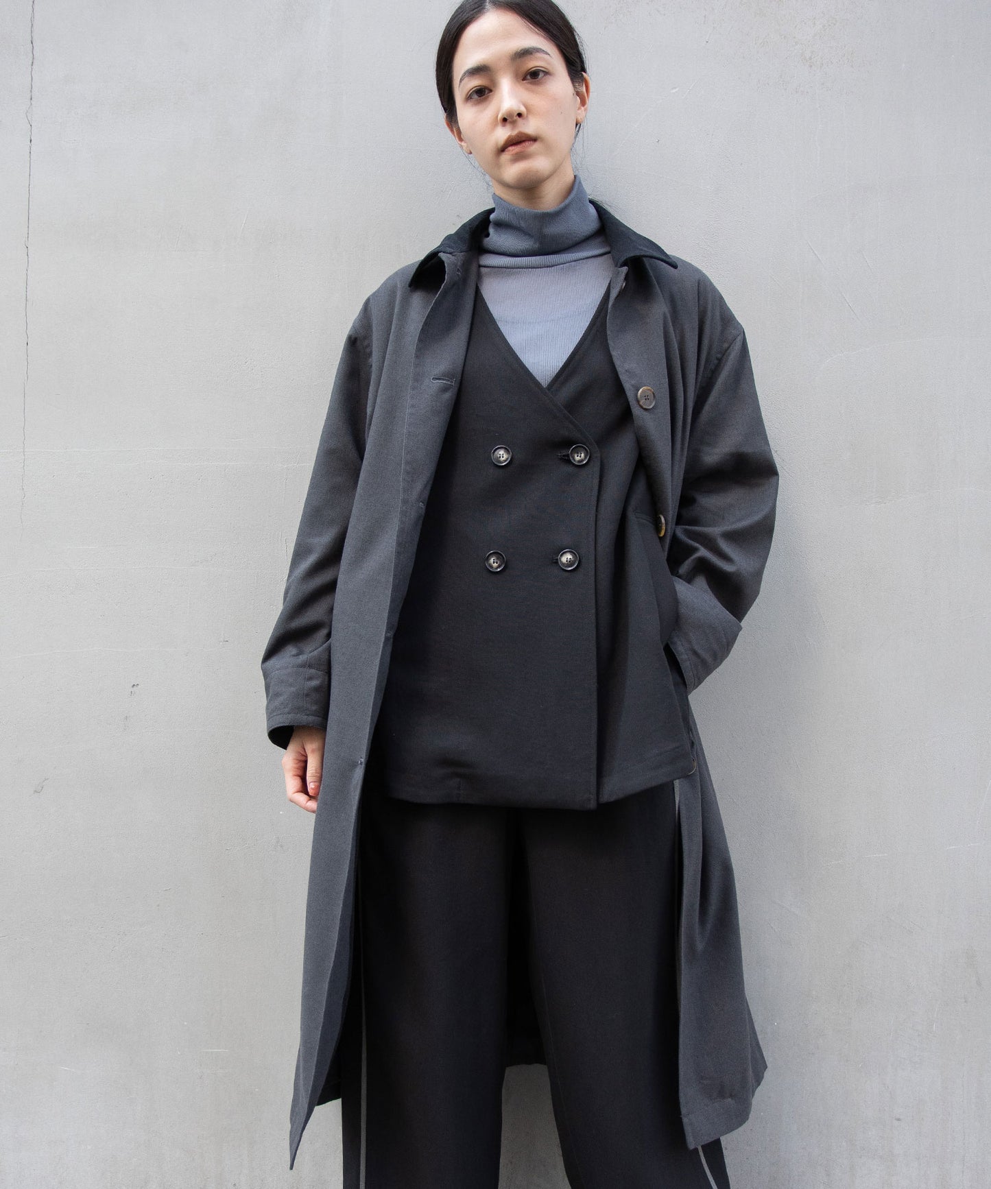 【軽量】【保温性】【吸水・速乾性】梳毛調合繊×コーデュロイ×octaステンカラーコート