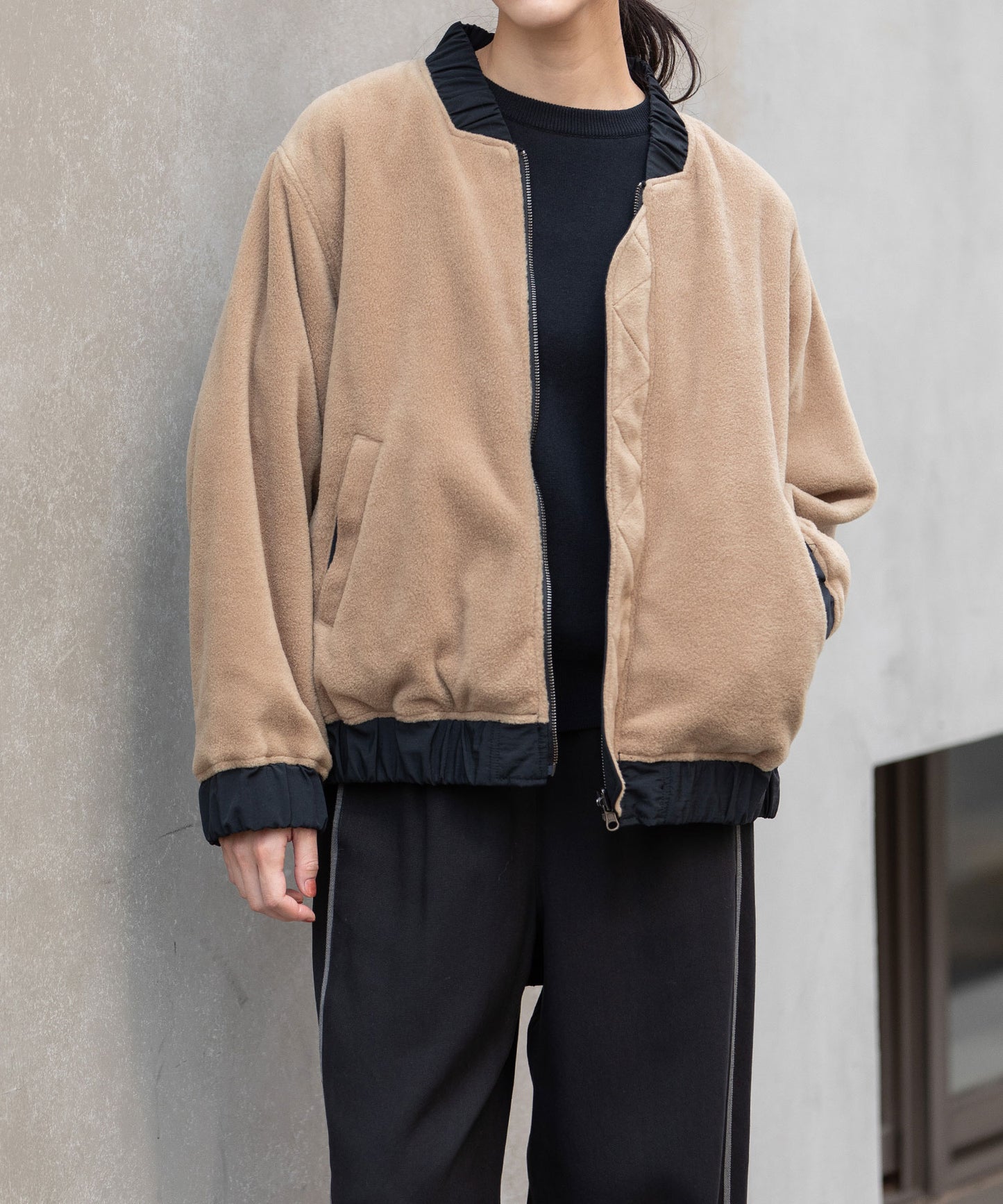 ナイロンタフタ×フリースリバーシブルブルゾン