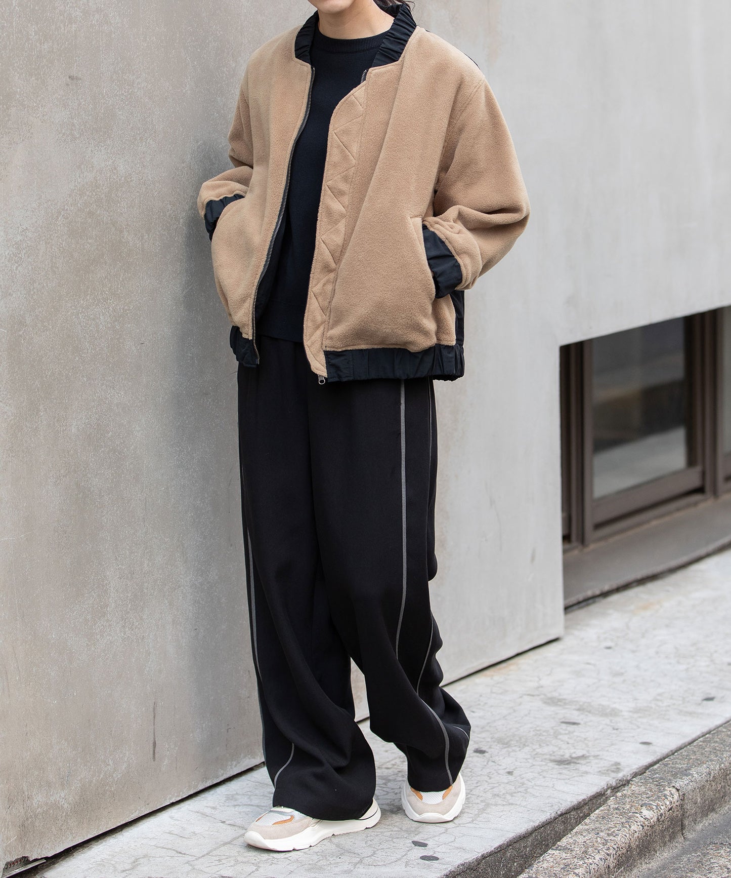 ナイロンタフタ×フリースリバーシブルブルゾン