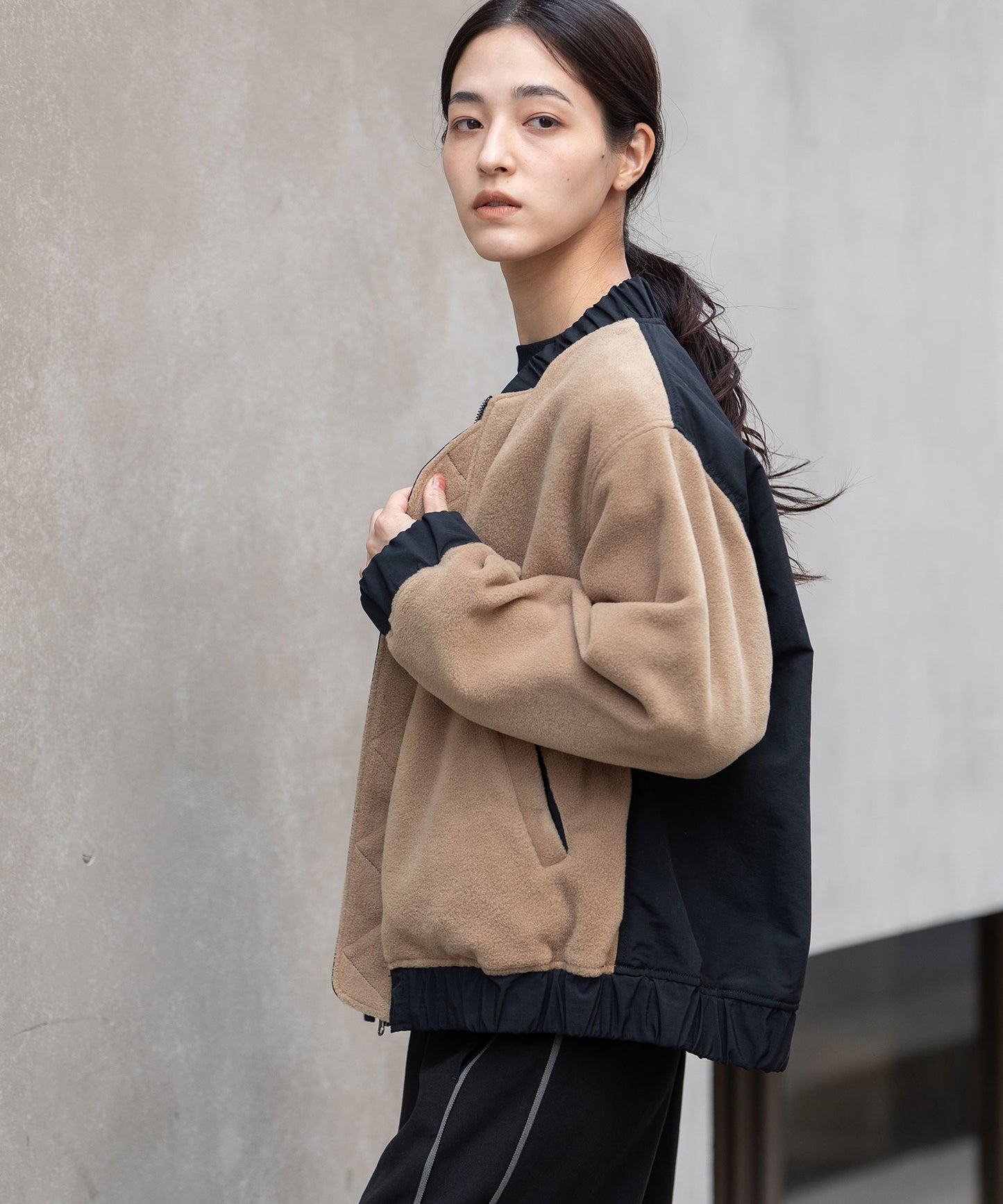 ナイロンタフタ×フリースリバーシブルブルゾン