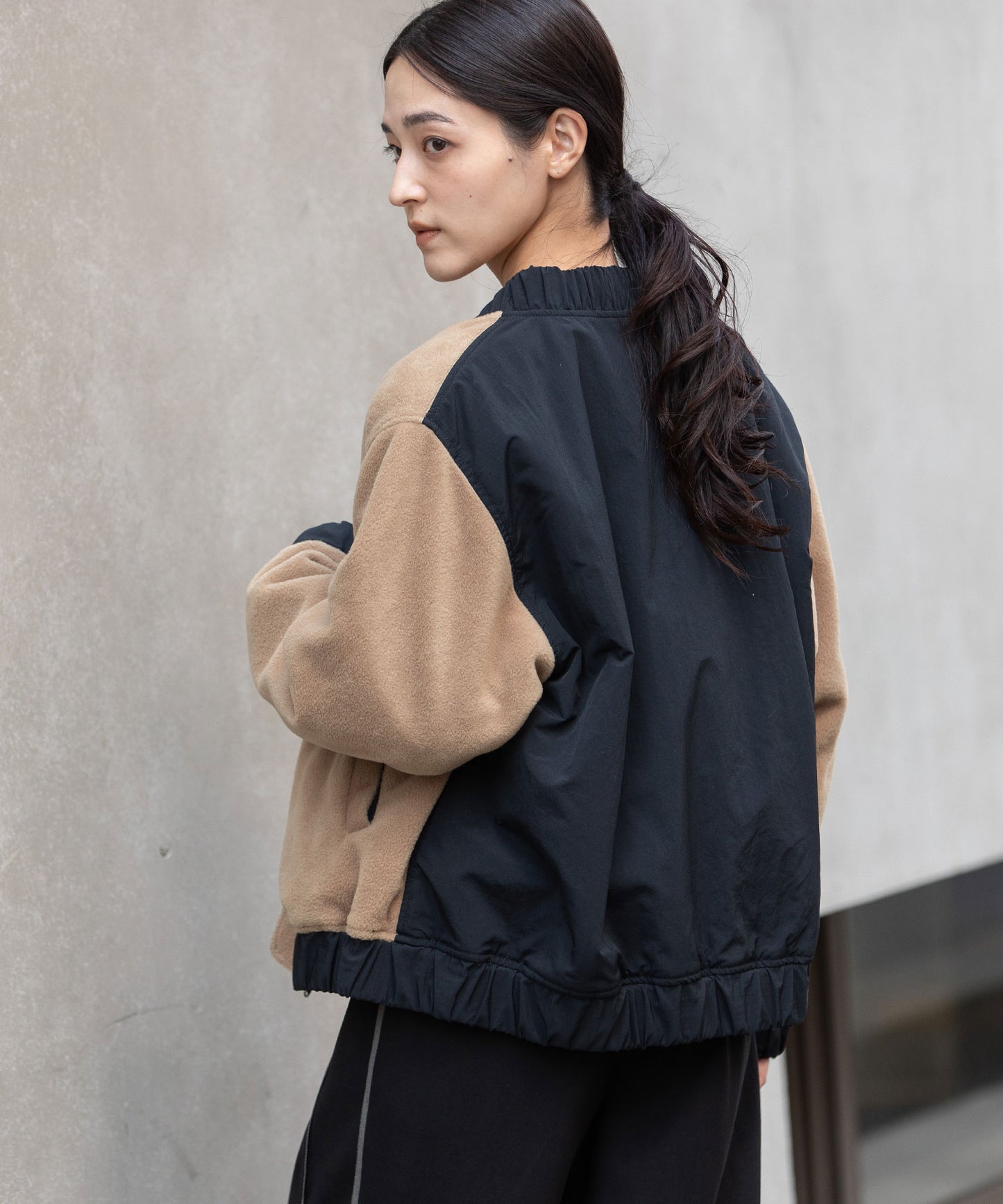 ナイロンタフタ×フリースリバーシブルブルゾン