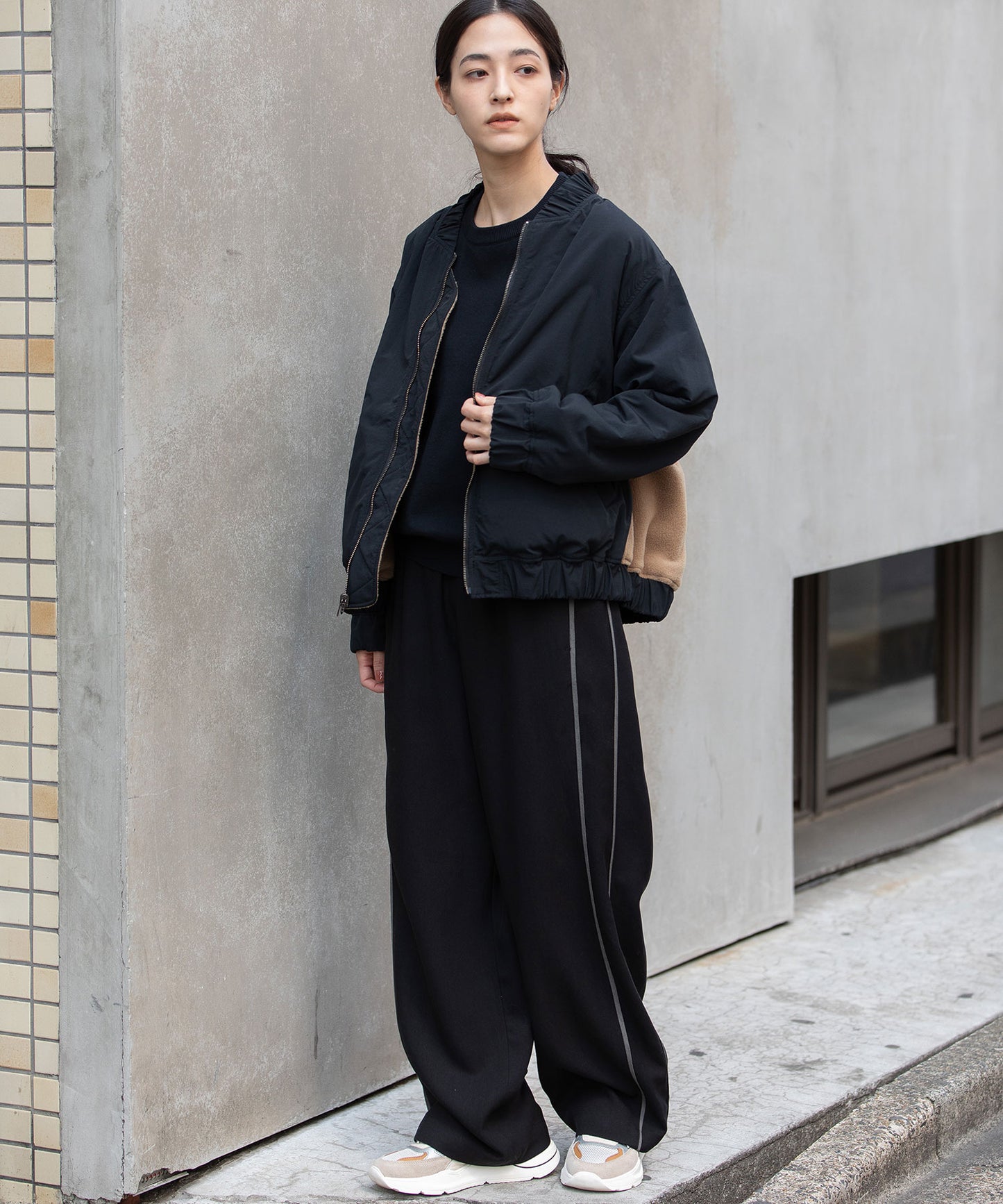 ナイロンタフタ×フリースリバーシブルブルゾン