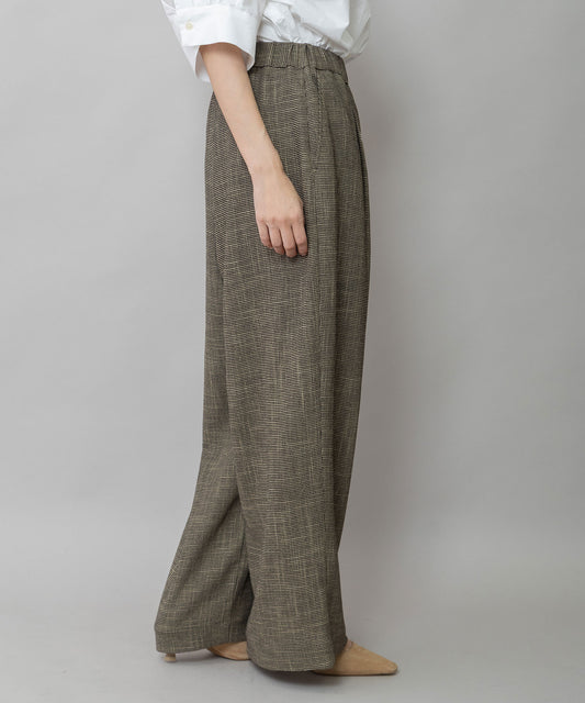 【吸水・速乾性】ポリエステルレーヨンカラミ織りワイドパンツ
