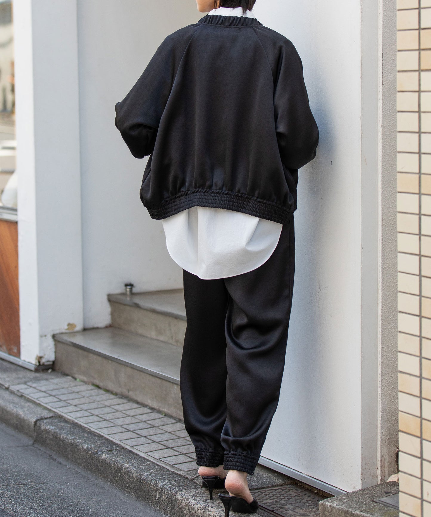 ヴィンテージダブルサテンギャザーブルゾン