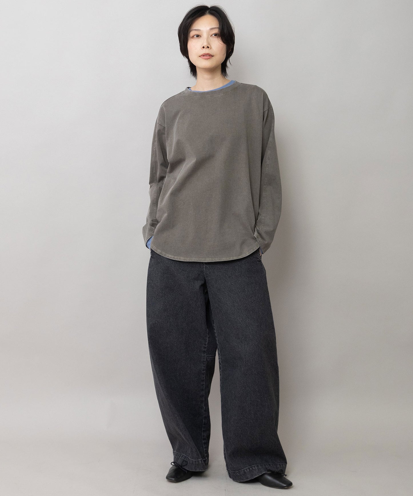 11ozオープンエンドデニム バレルパンツ