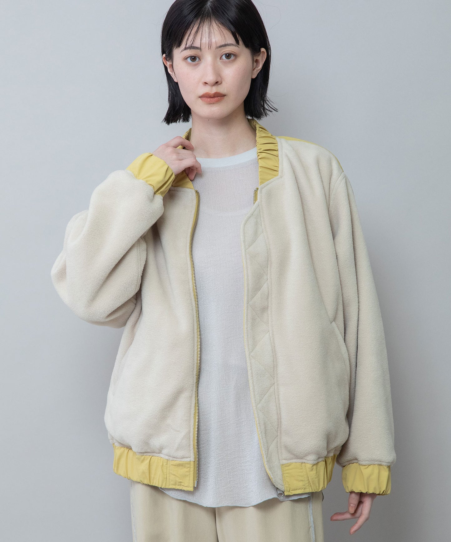 ナイロンタフタ×フリースリバーシブルブルゾン