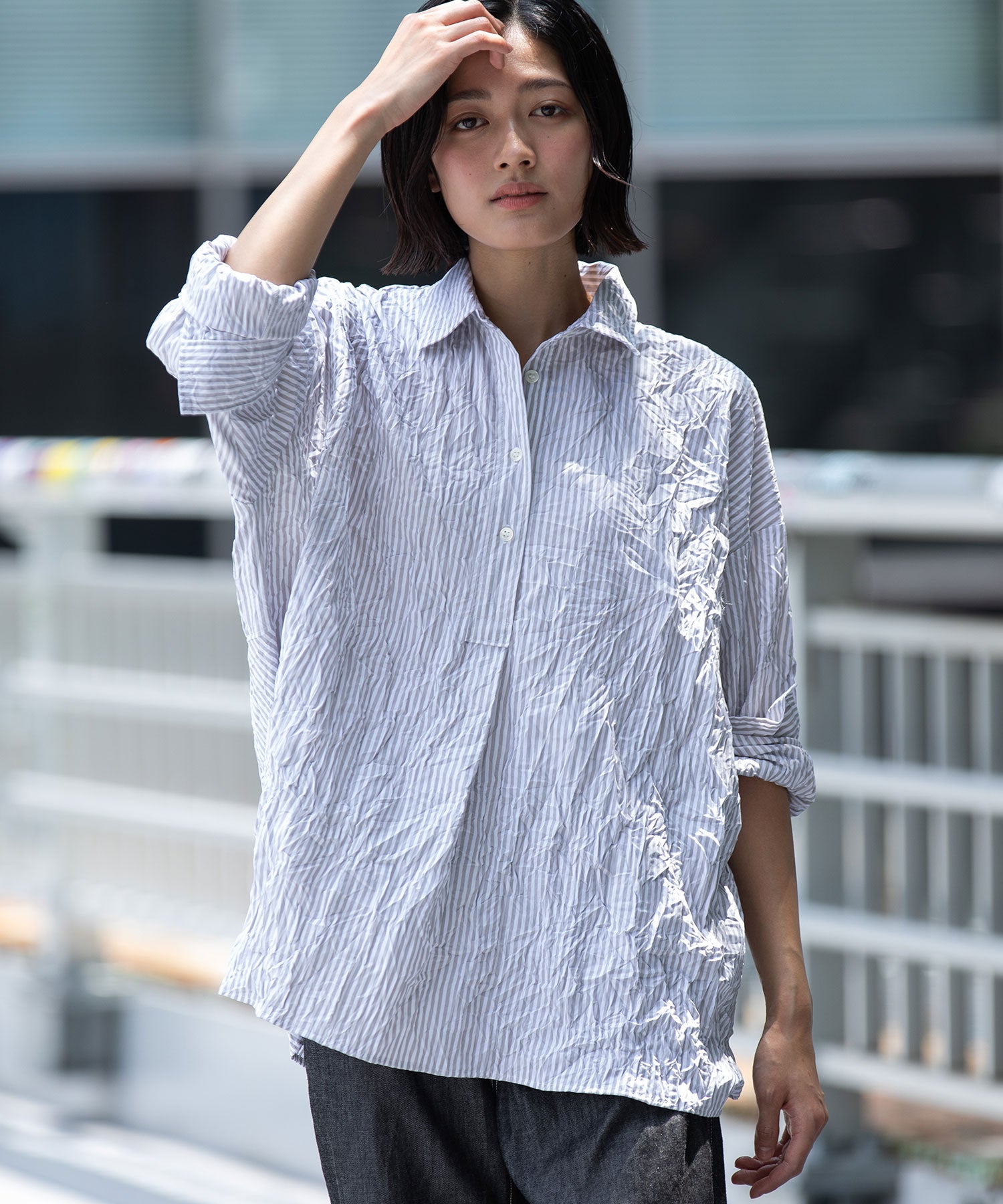 ワッシャーブロード＆ストライププルオーバーシャツ – Munich web shop