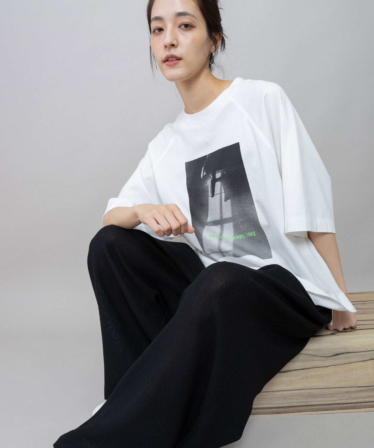 コットンジャージフォトプリントTシャツ