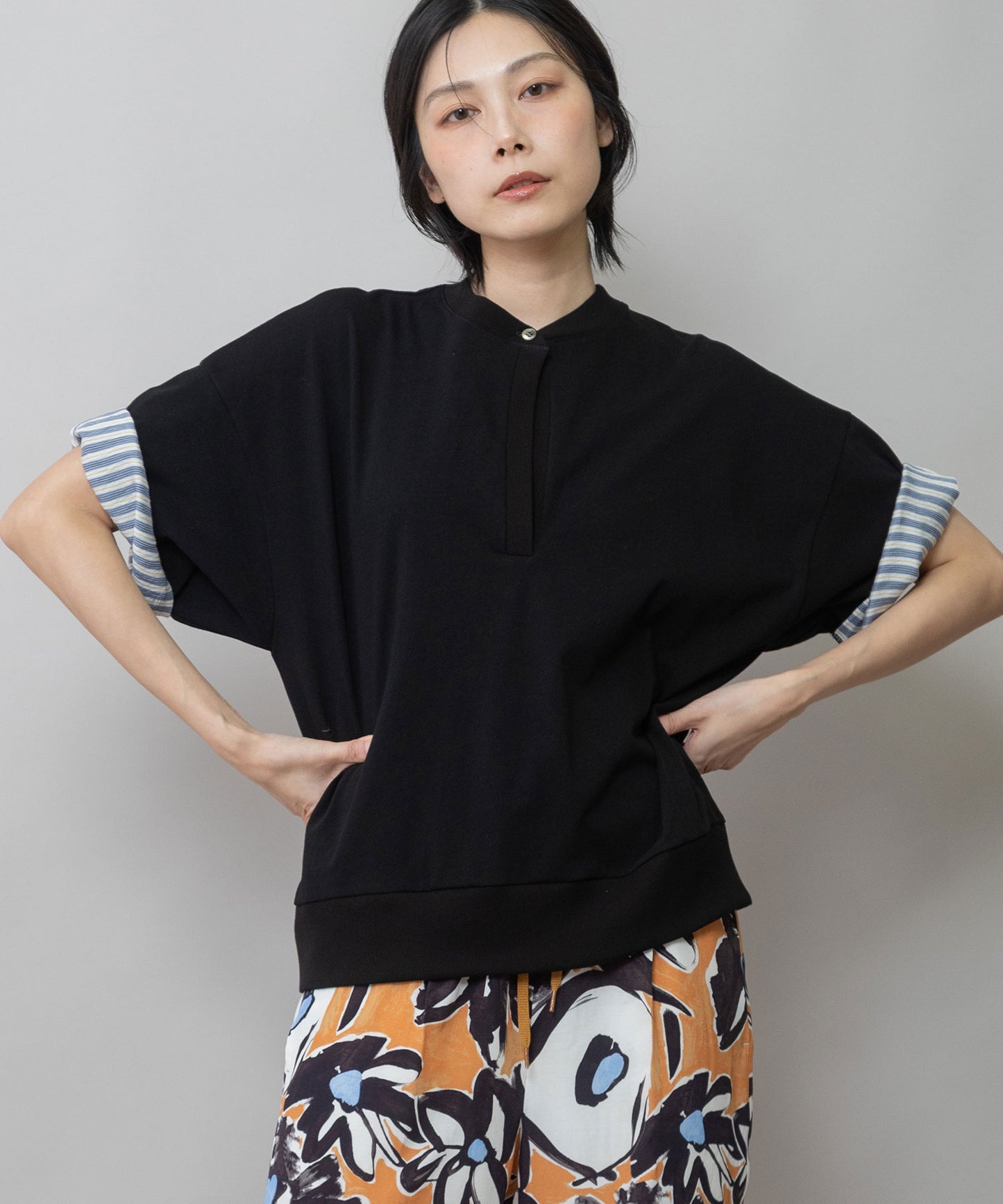 【接触冷感】ヴィンテージジャージ×ストライププルオーバー