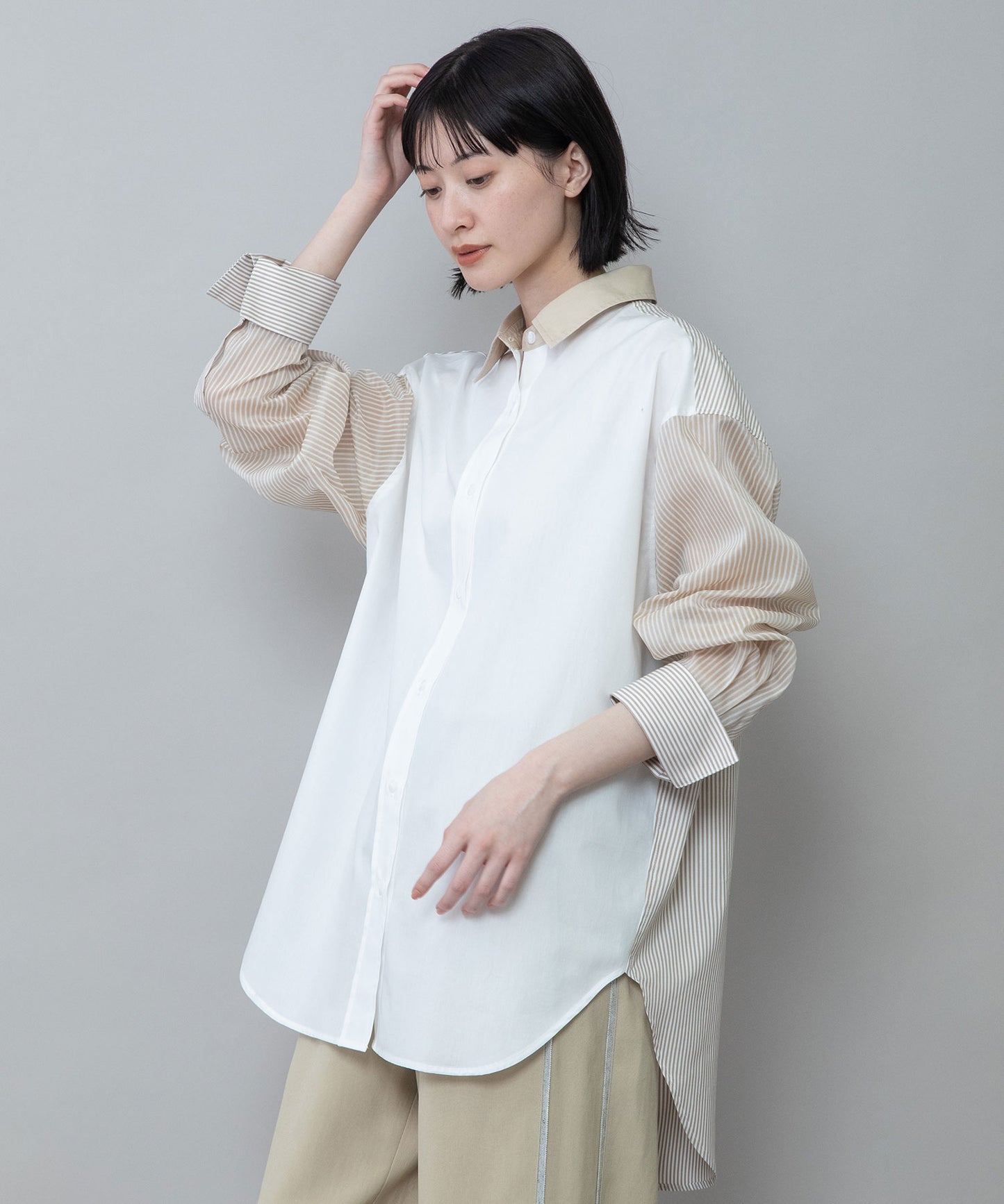 ブロード×ストライプ×シアーストライプシャツ
