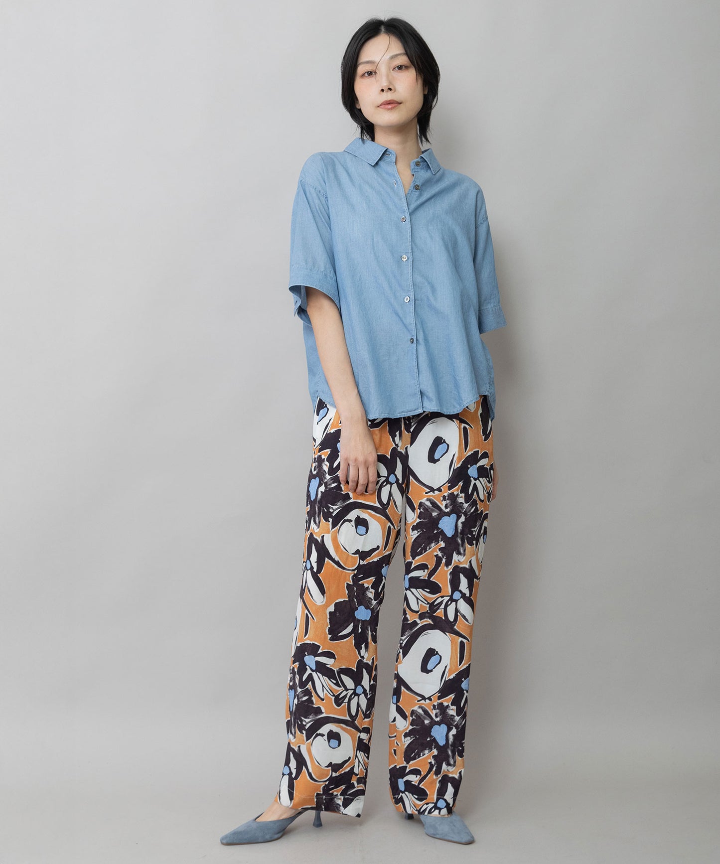 【速乾性】【通気性】2.25ozシアーデニムバックシャーリングカラーシャツ