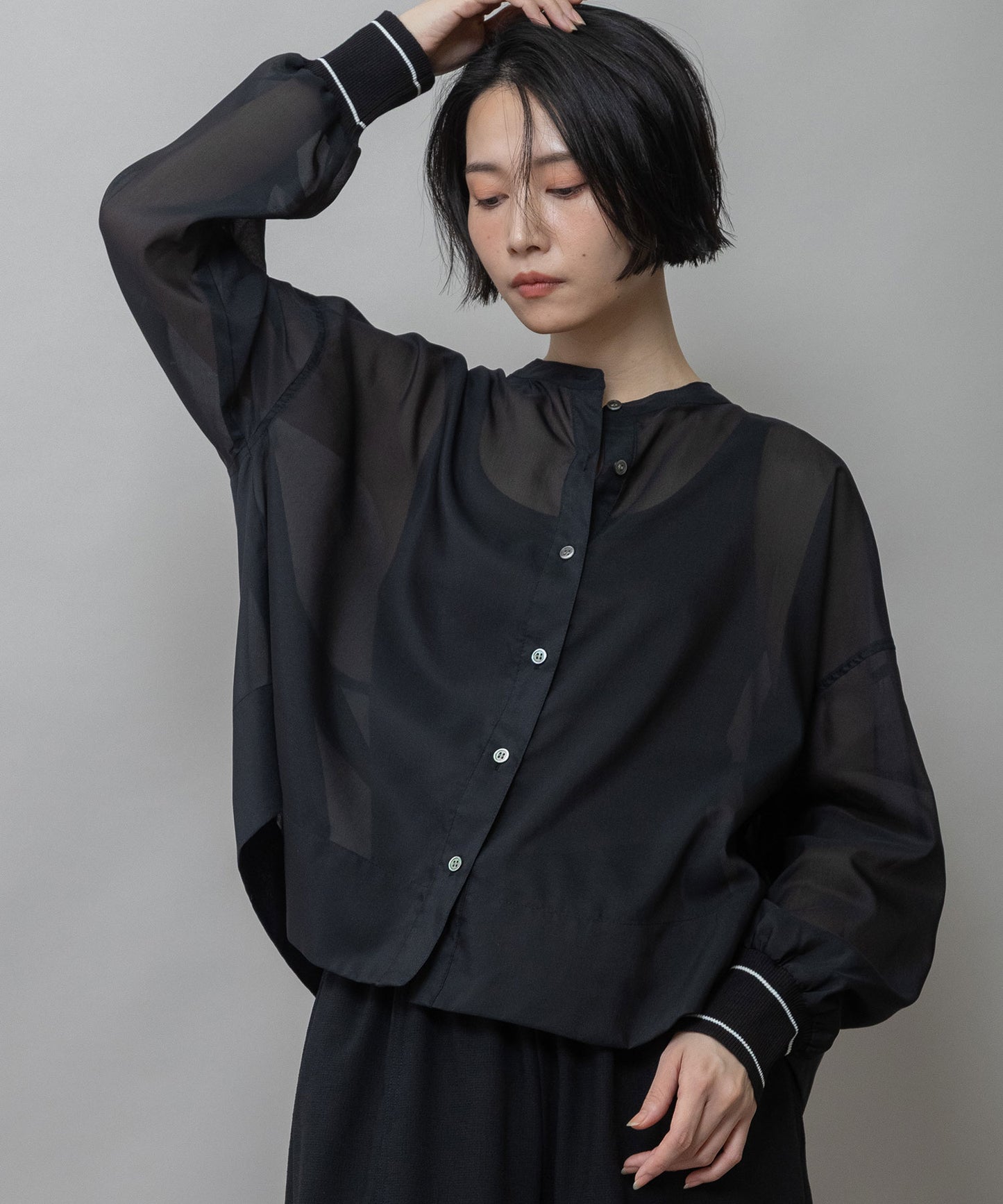 シアーボイル×ニットリブカフスシャツ