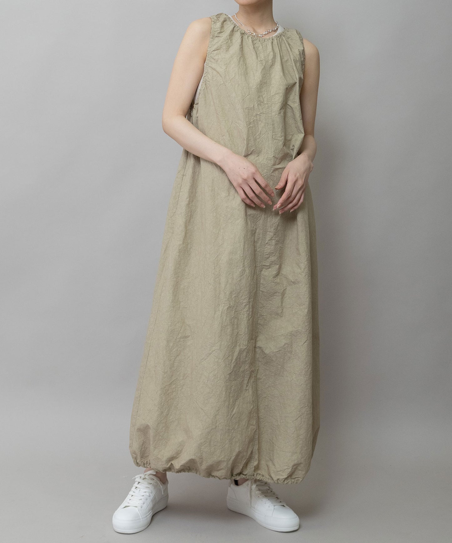 コットンリネンドローストリングワンピース