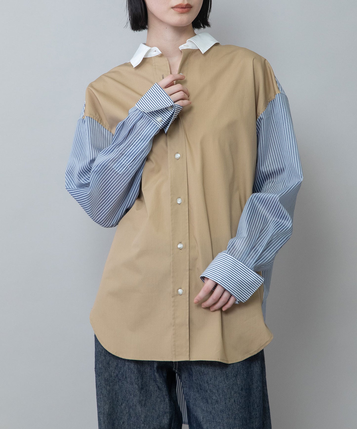 ブロード×ストライプ×シアーストライプシャツ