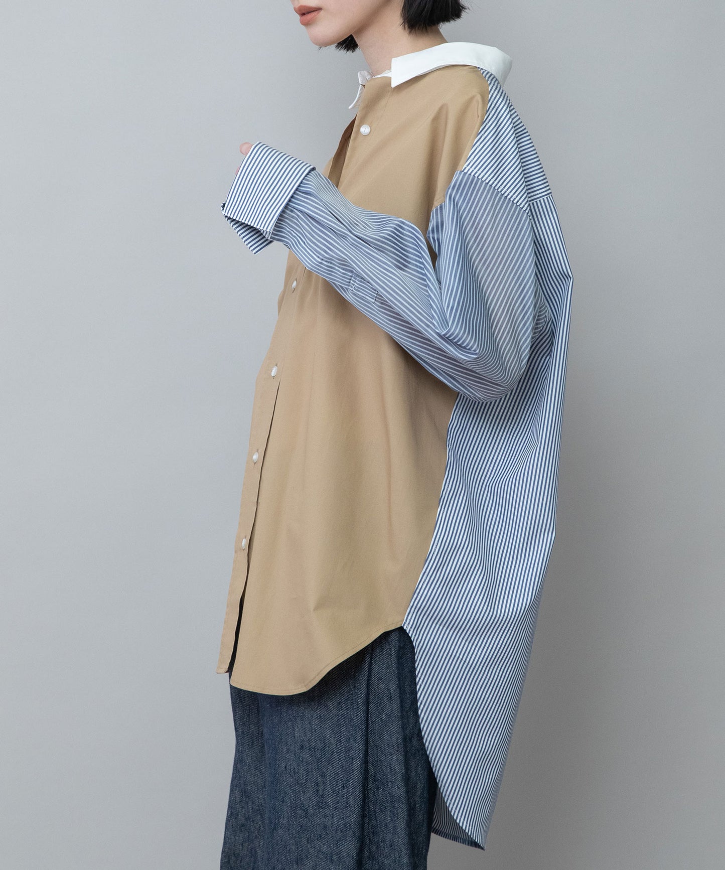 ブロード×ストライプ×シアーストライプシャツ