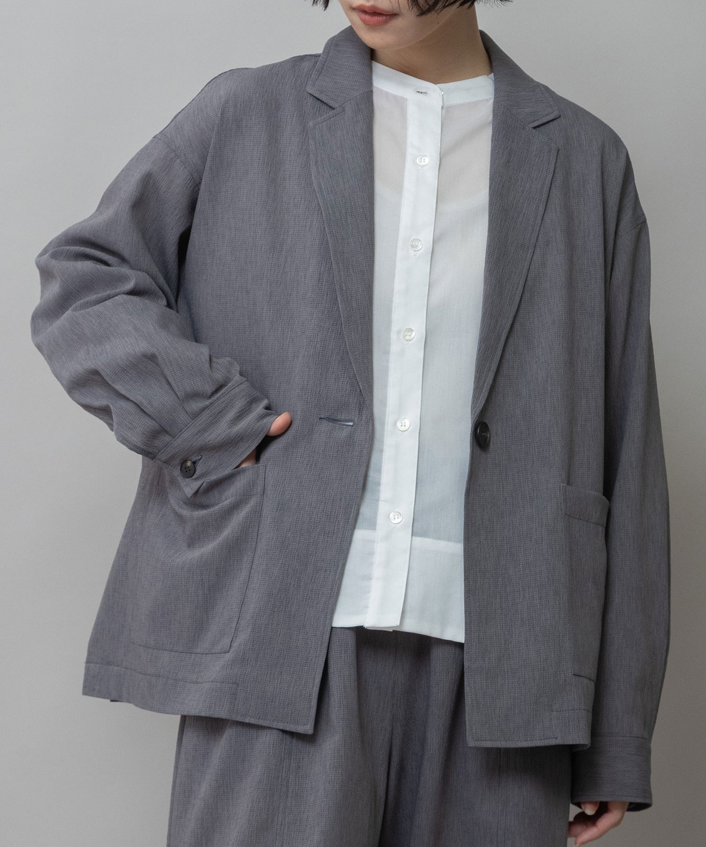 【UVカット】【防シワ】【ウォッシャブル】ストレッチサップジャケット