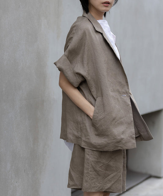 【吸水性】【発散性】40sフレンチリネンハーフスリーブジャケット