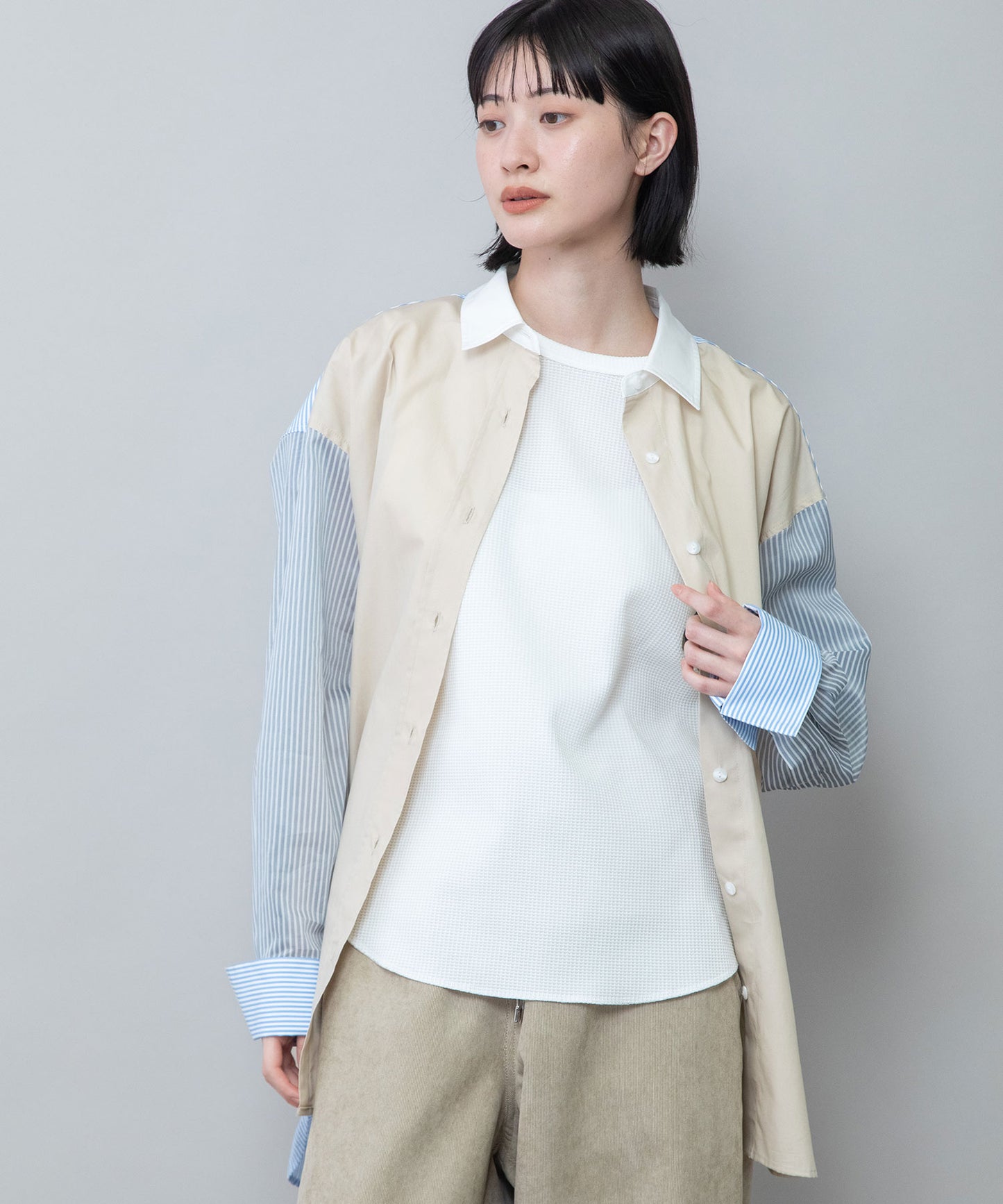 ブロード×ストライプ×シアーストライプシャツ