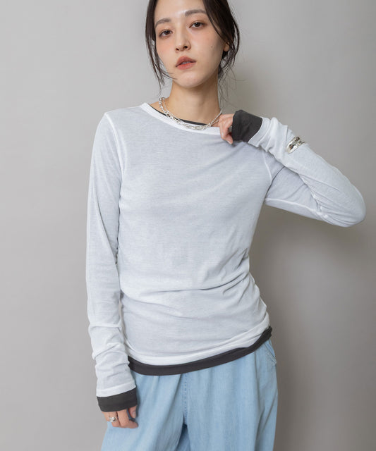 【定番】シアーストレッチリブクルーネックプルオーバー