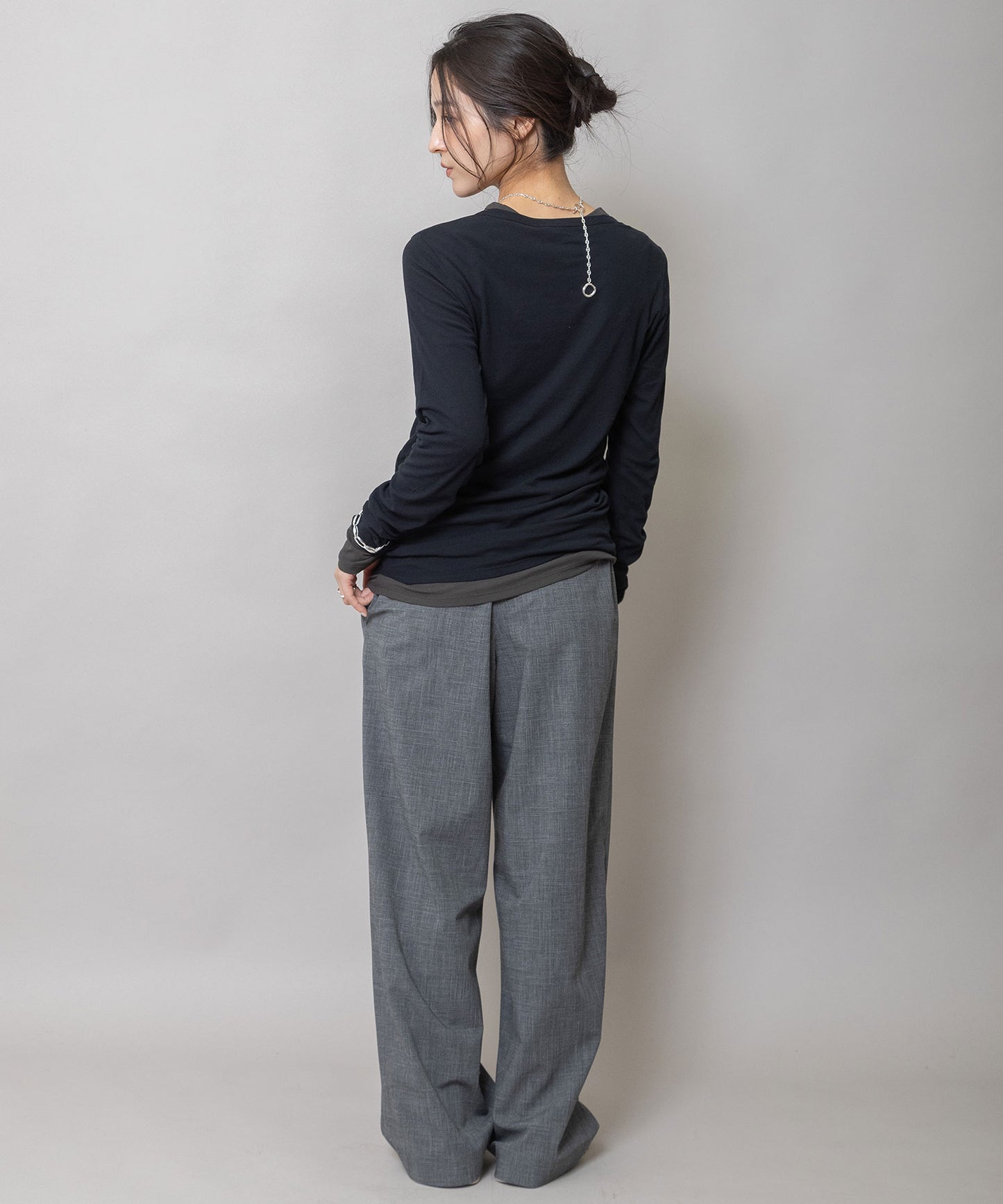 【定番】シアーストレッチリブクルーネックプルオーバー