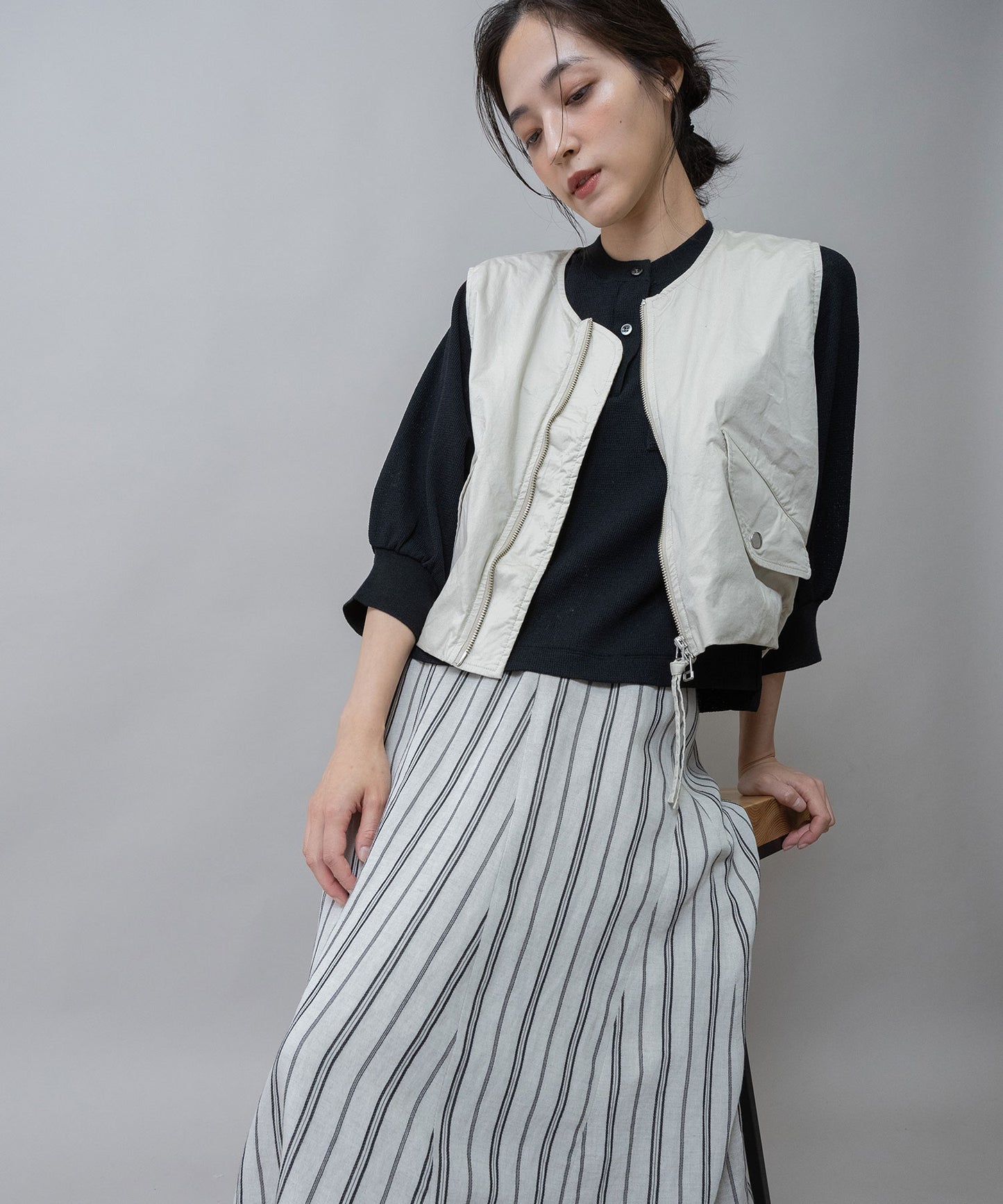 【ウォッシャブル】オーガニックコットンツイル×octaジレ