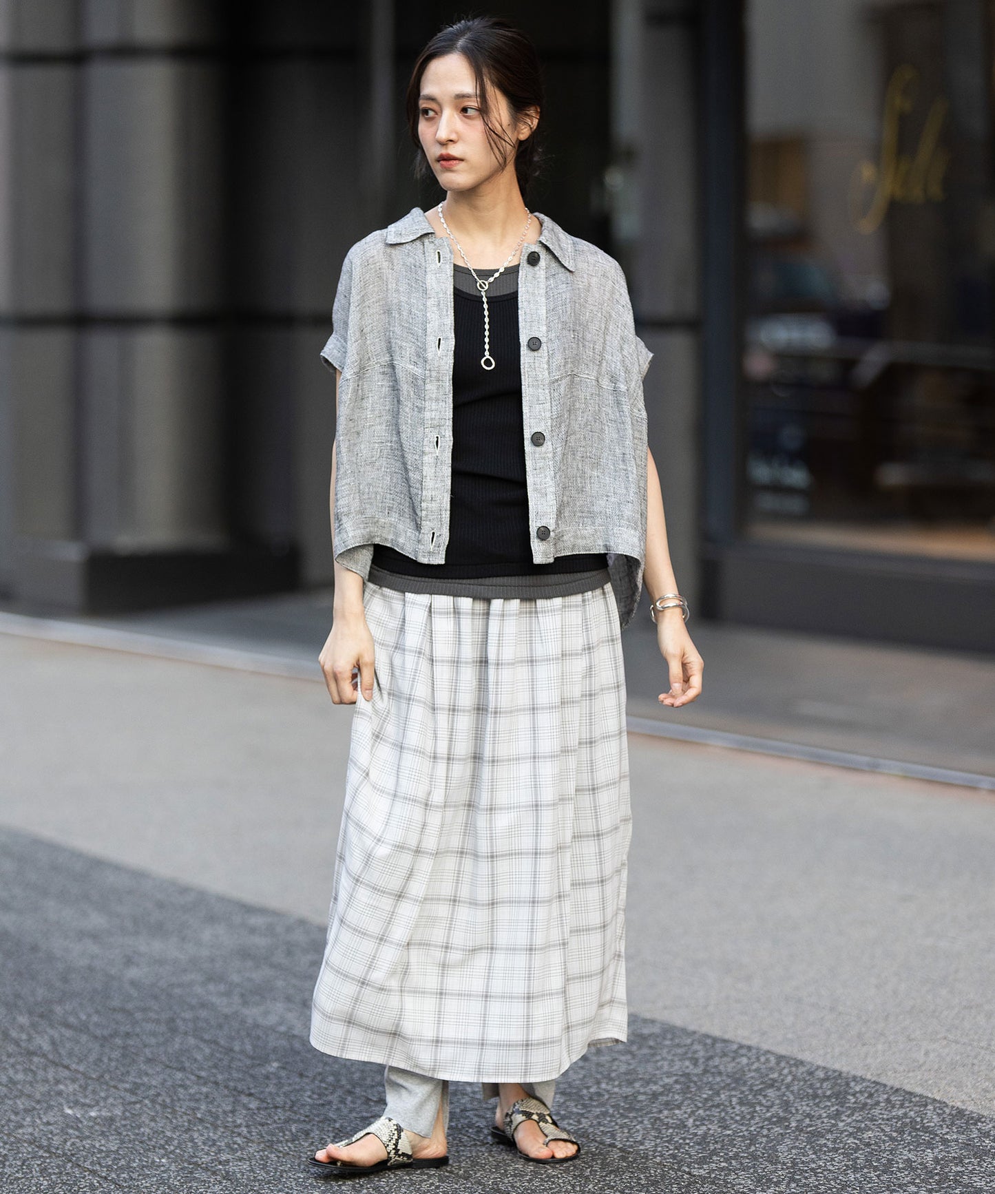 セミシアーチェックリブスカート