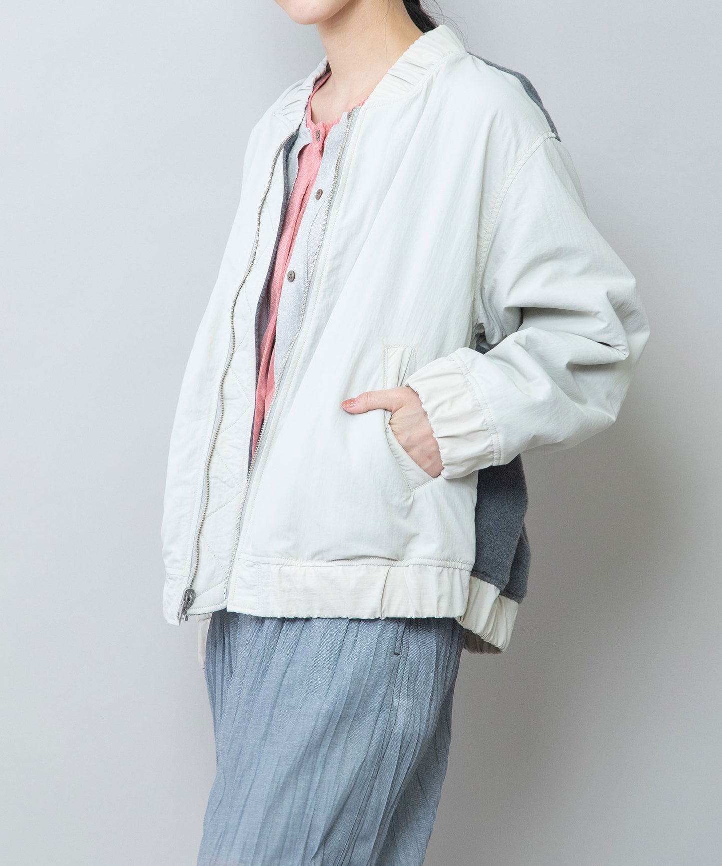 ナイロンタフタ×フリースリバーシブルブルゾン