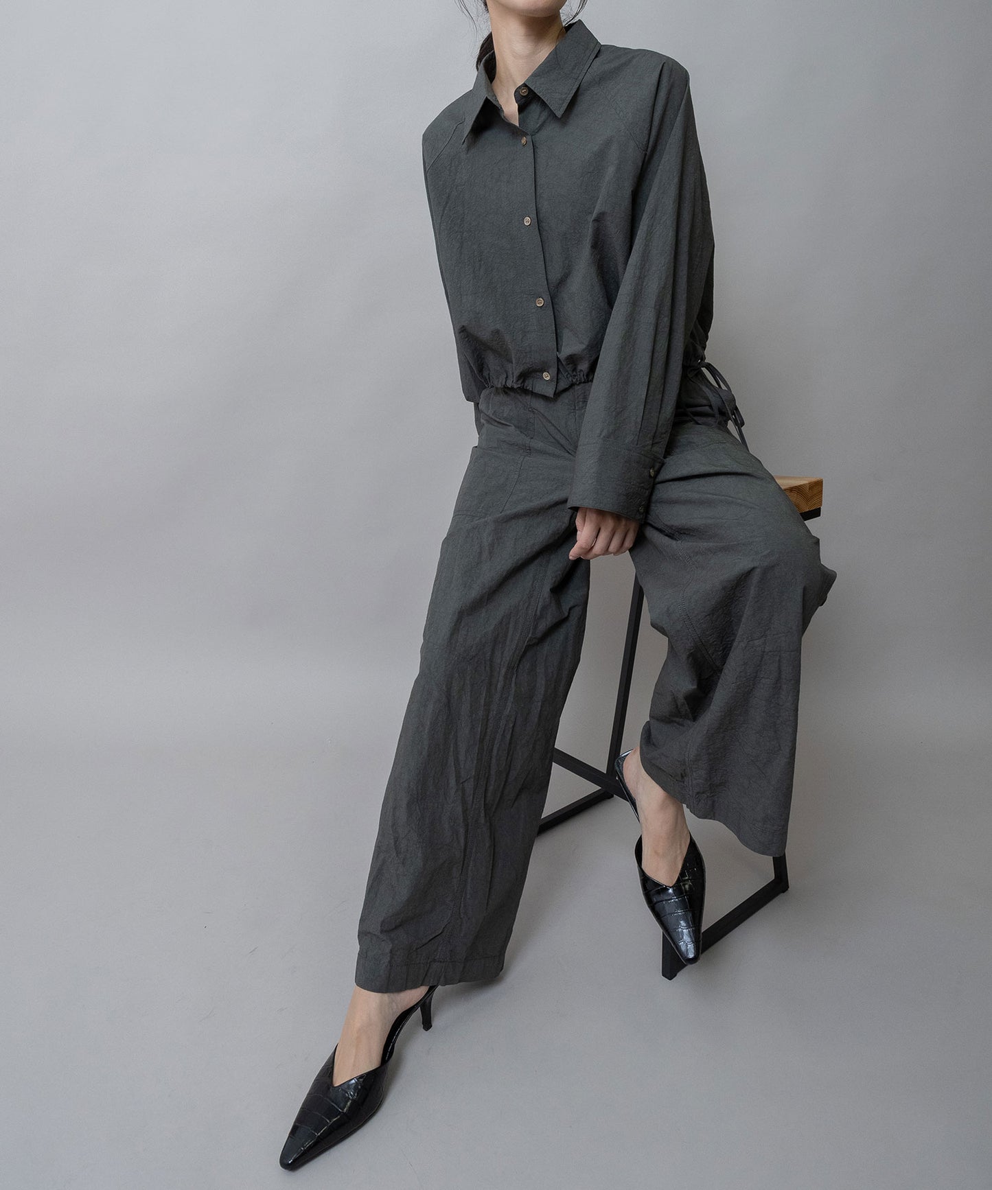 コットンリネンタイプライターベイカーパンツ