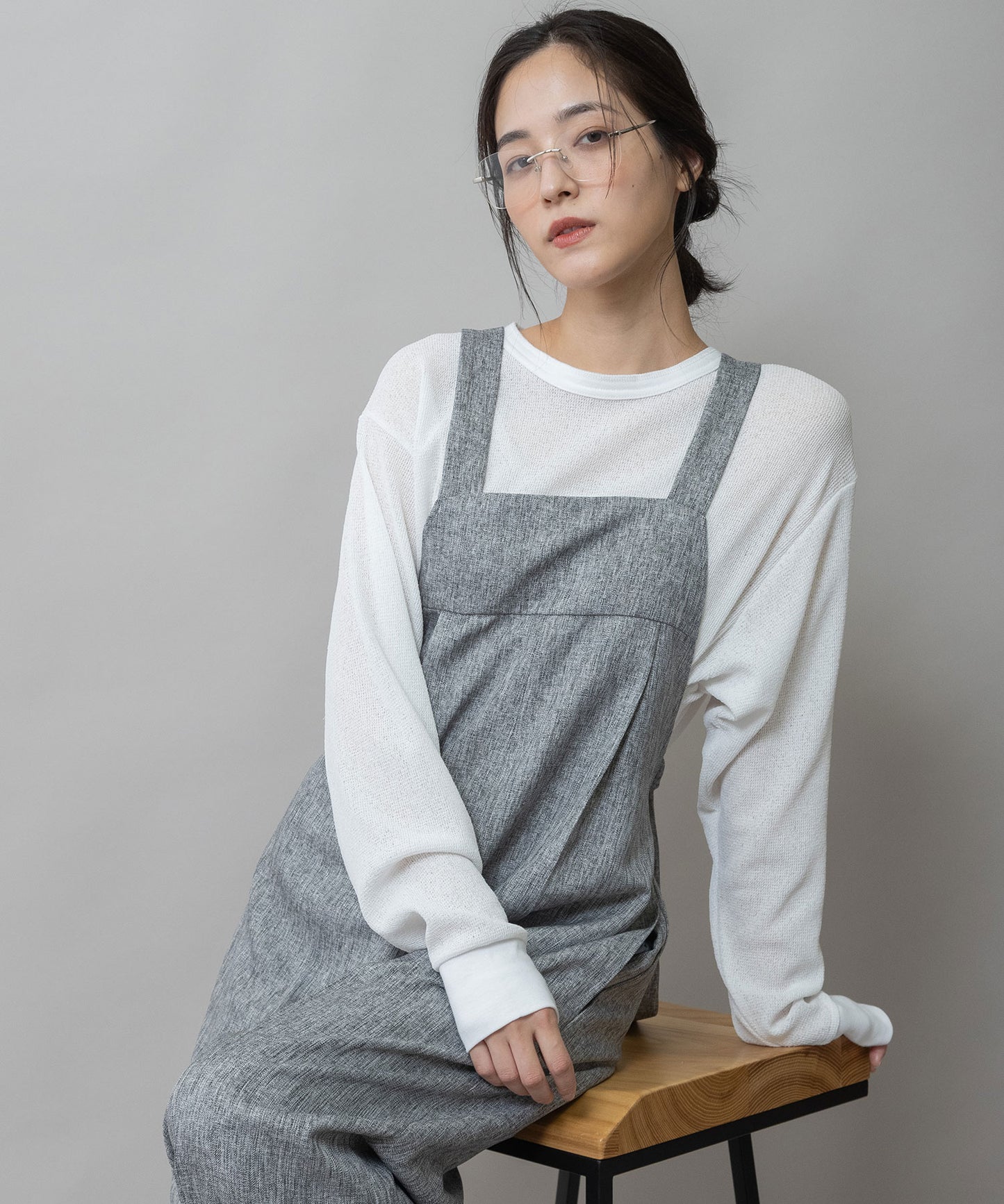 リムレススクエア伊達メガネ