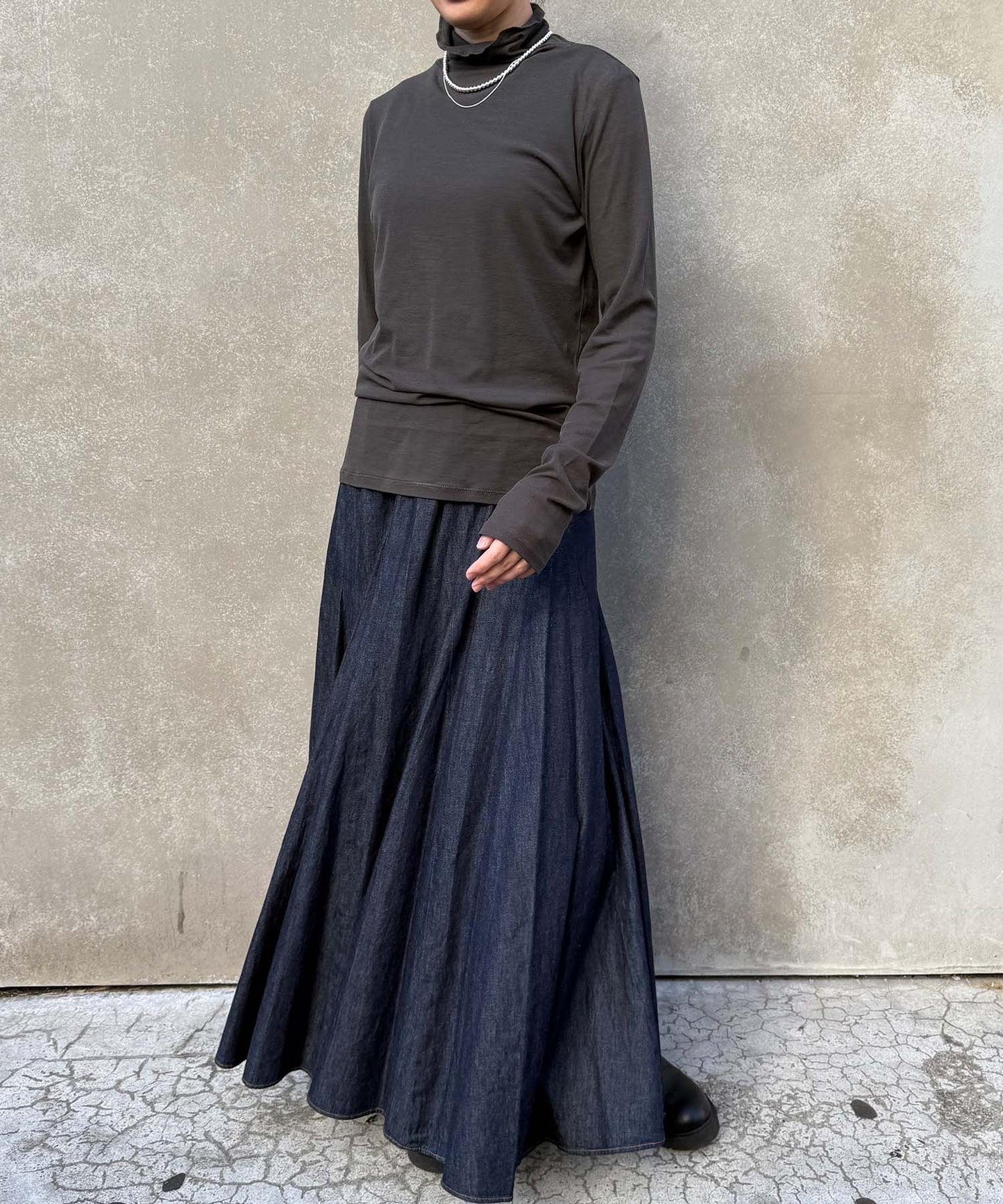 【定番】シアーストレッチリブタートルネックプルオーバー